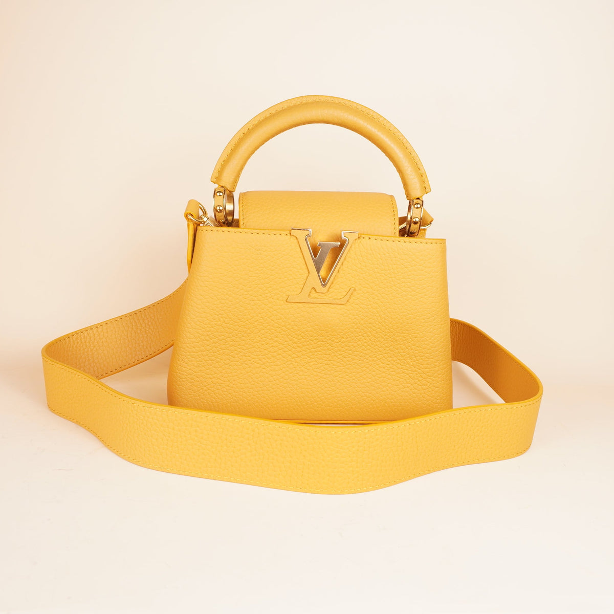 PRE-OWNED LV Capucines Mini Yellow Leather Shoulder Bag