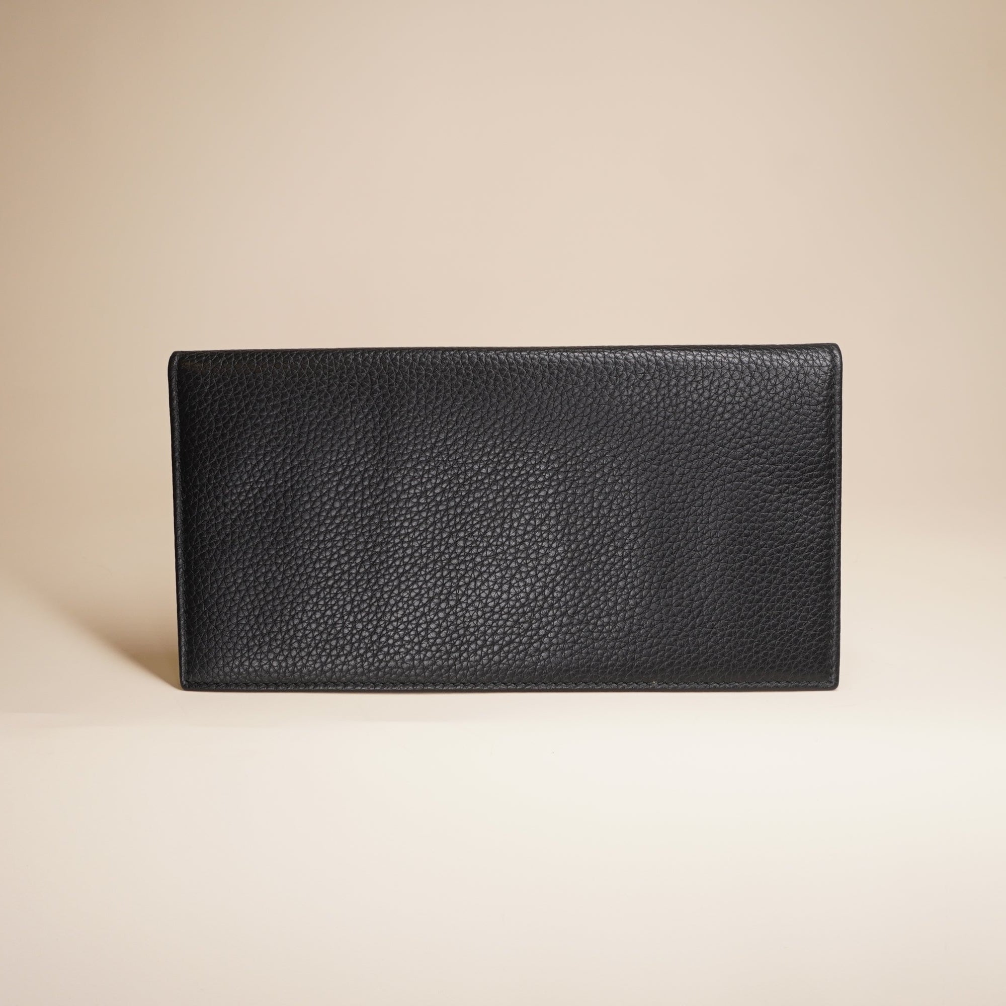 PRE-OWNED  Vertical Leather Wallet Pebbles Black