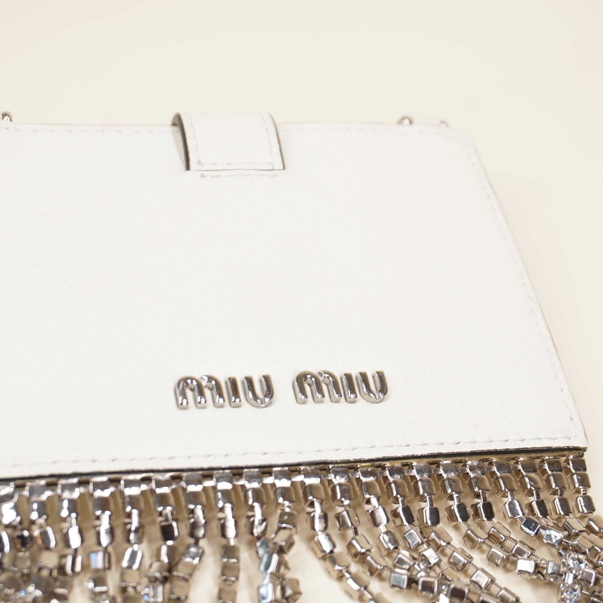 Leather Crystal Fringe Card Holder Crossbody Bag