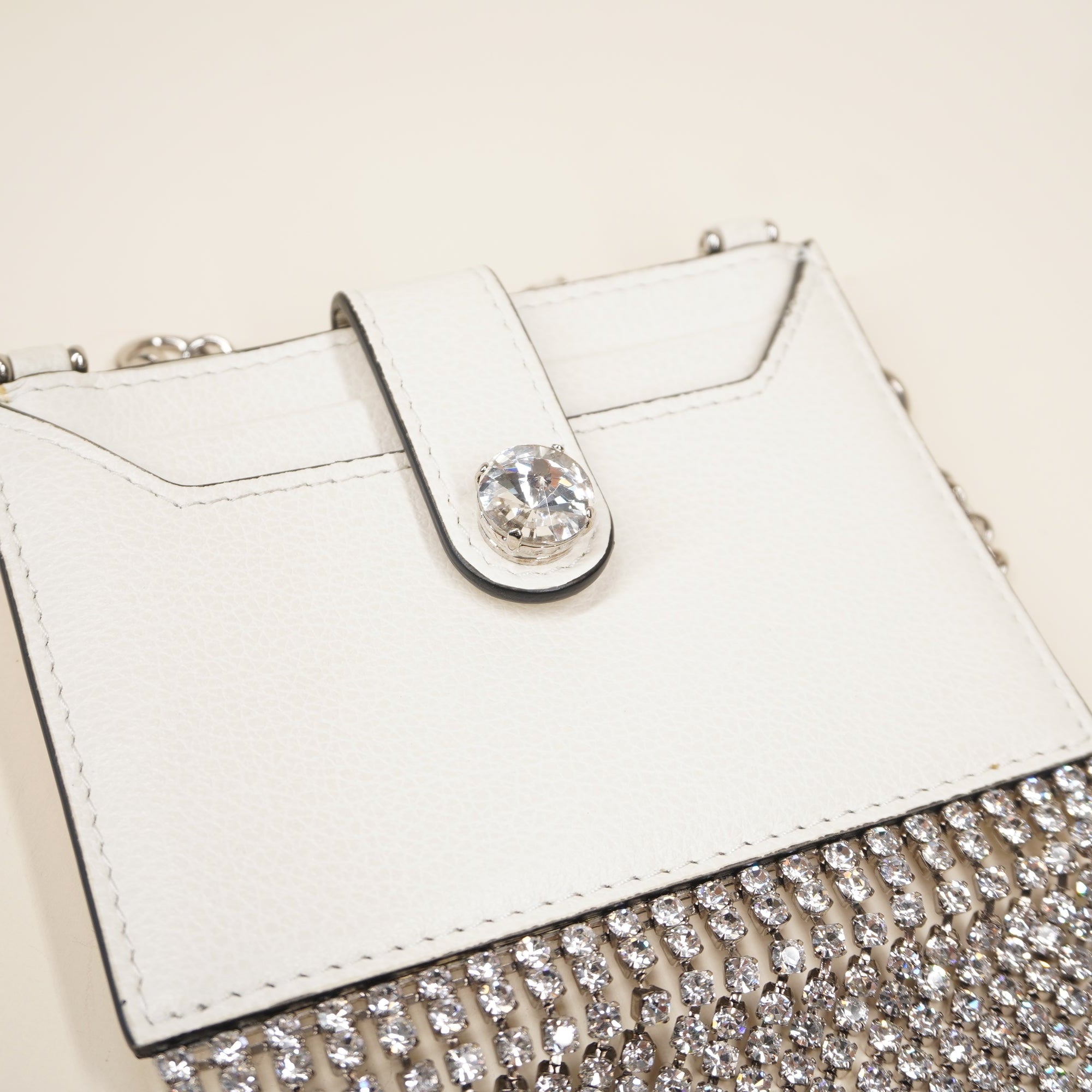 Leather Crystal Fringe Card Holder Crossbody Bag