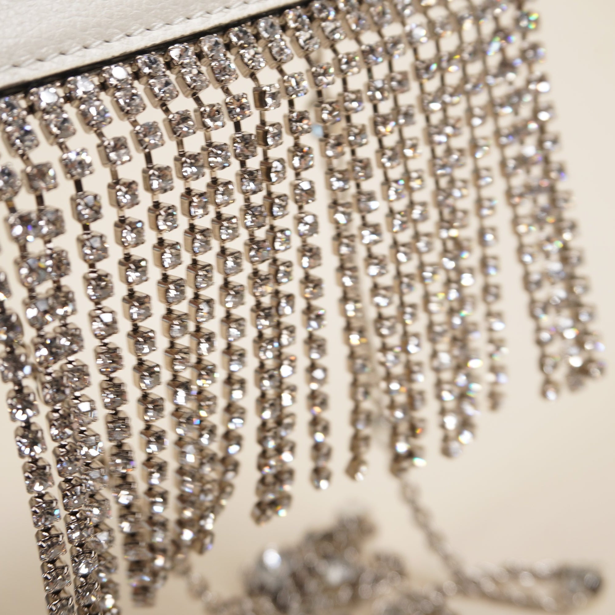 Leather Crystal Fringe Card Holder Crossbody Bag