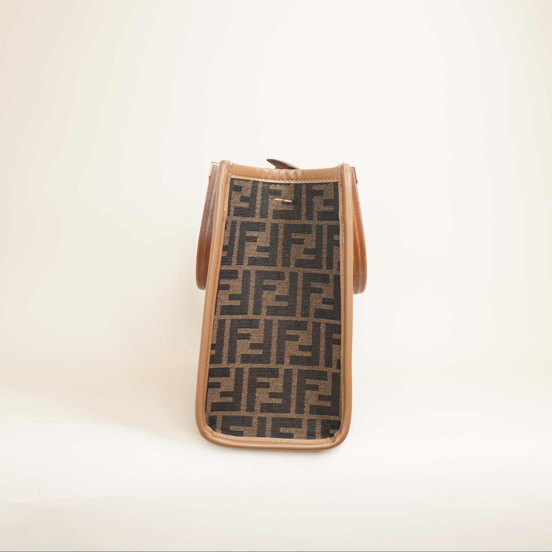 PRE-OWNED Fabric Jacquard FF 1974 Small Sunshine Shopper Tote Brown Moro Sand 