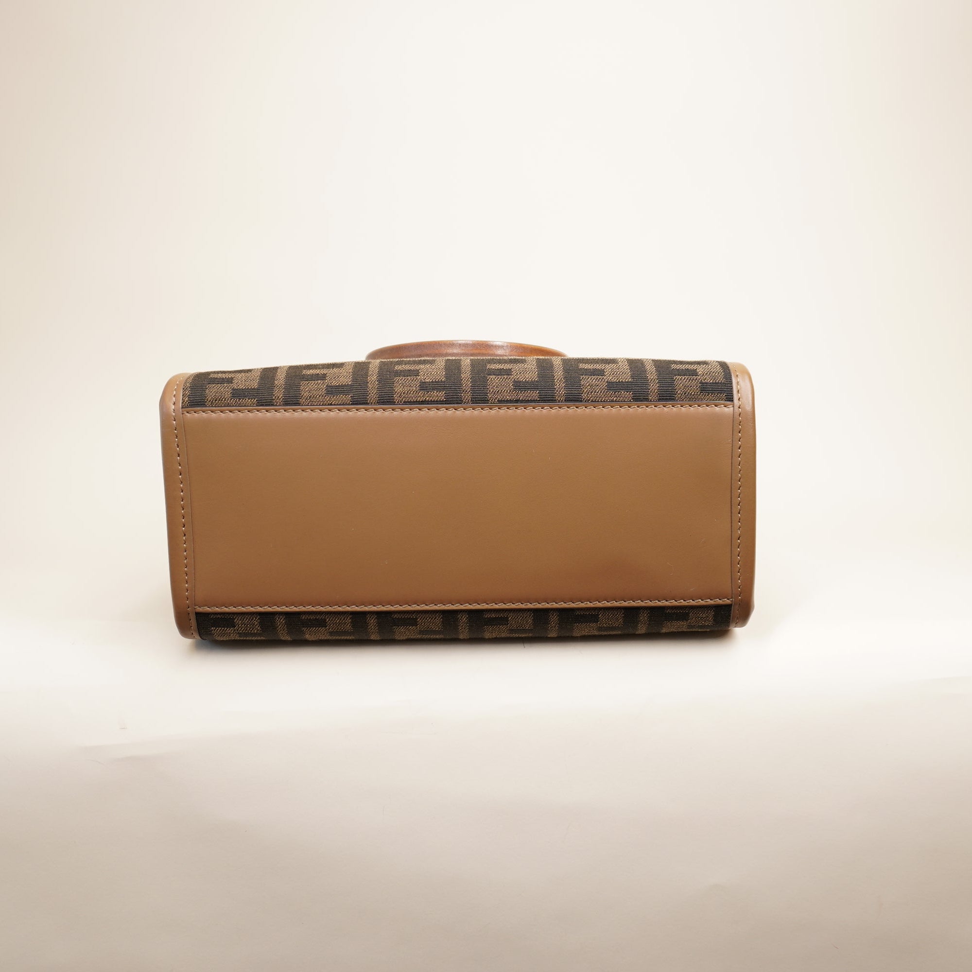 PRE-OWNED Fabric Jacquard FF 1974 Small Sunshine Shopper Tote Brown Moro Sand 