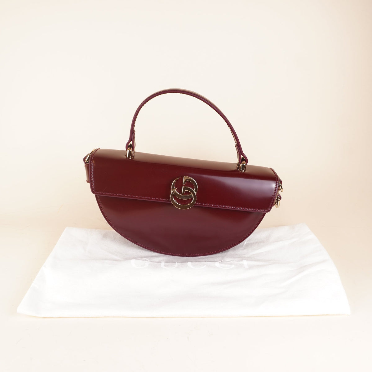 PRE-OWNED GG Interlocking G Half Moon Leather Crossbody Bag 