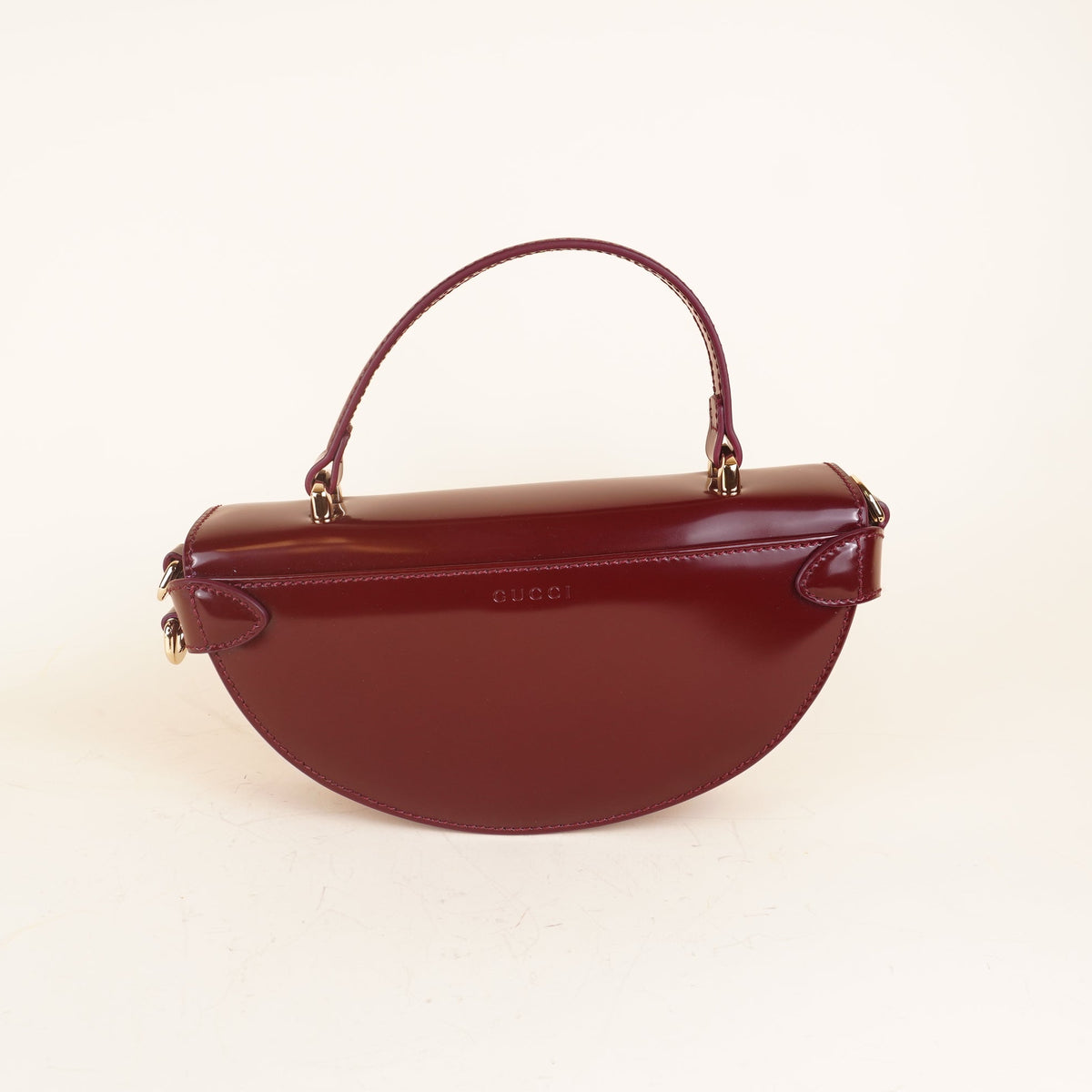 PRE-OWNED GG Interlocking G Half Moon Leather Crossbody Bag 