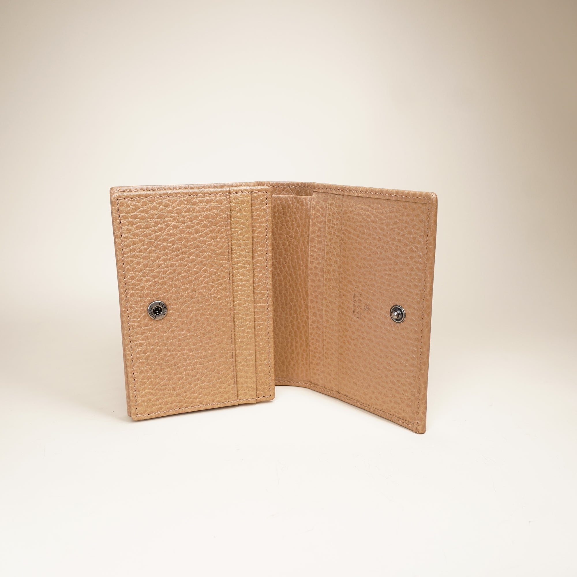 PRE-OWNED Calfskin GG Marmont Card Case Pink