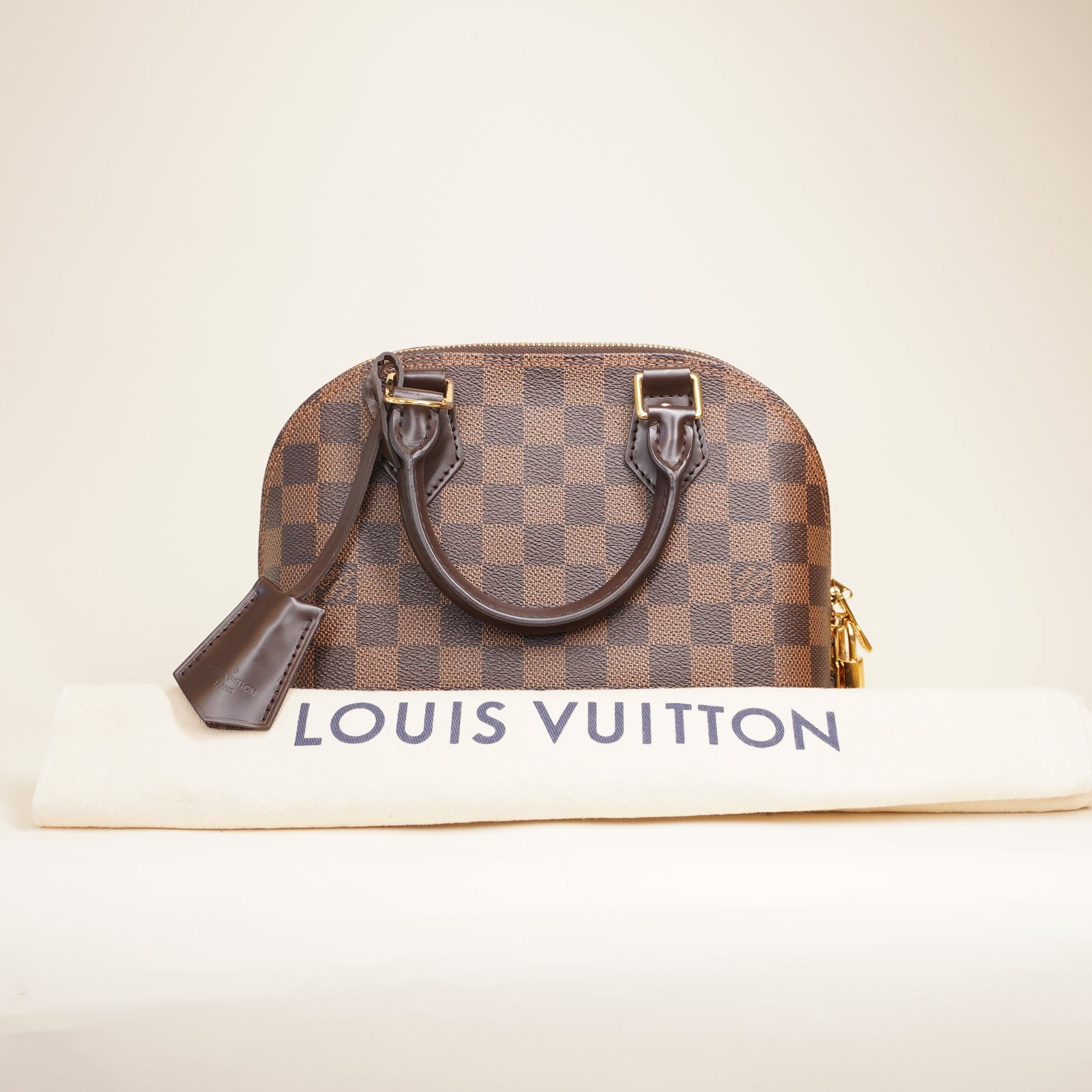 PRE-OWNED Damier Ebene Alma BB Shoulder Bag