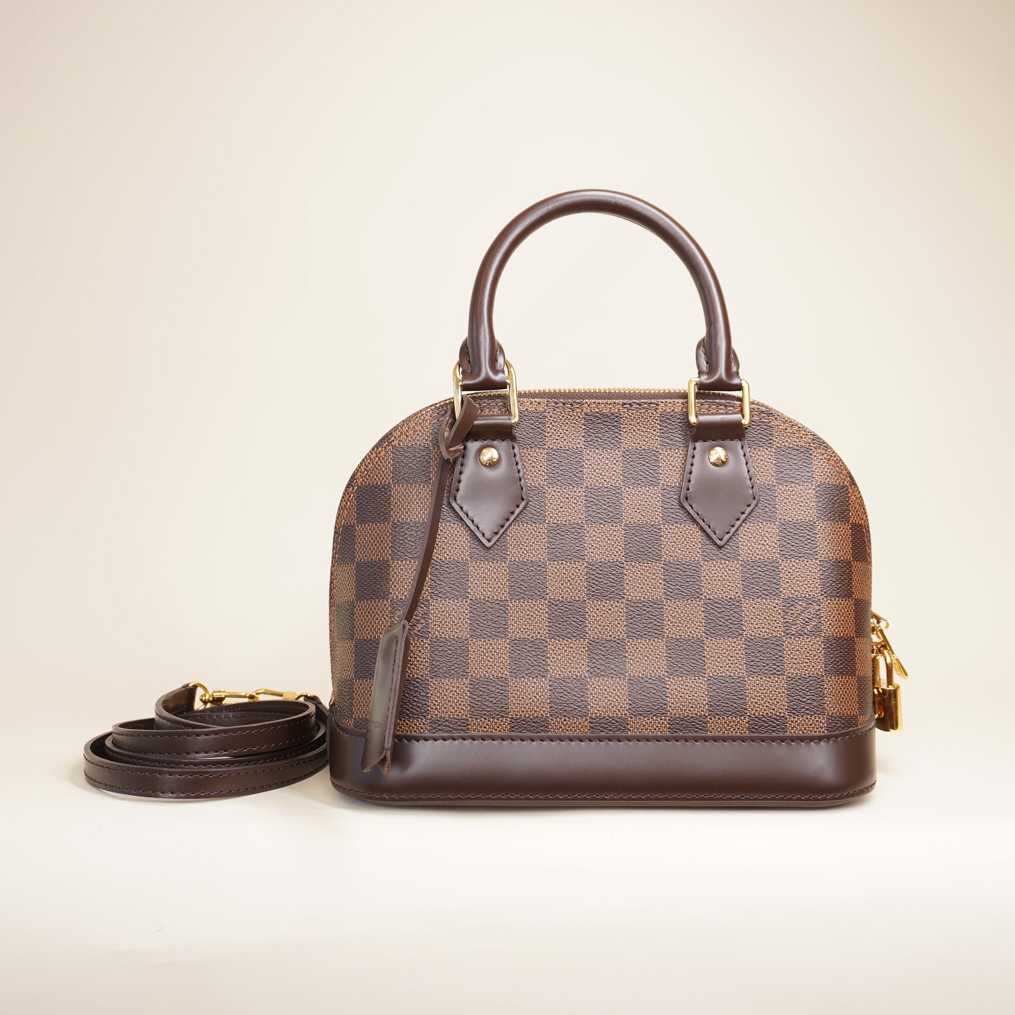 PRE-OWNED Damier Ebene Alma BB Shoulder Bag