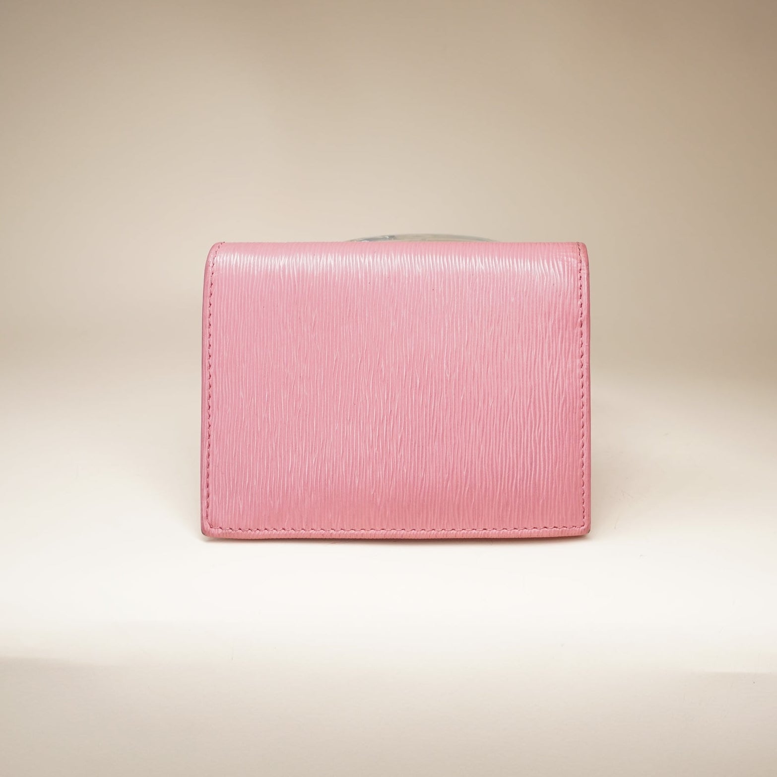 Saffiano Metal Bi-Fold Compact Wallet Pink