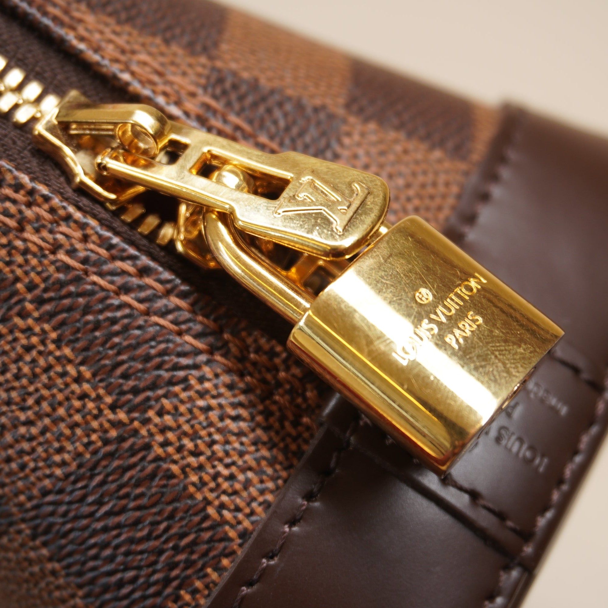 PRE-OWNED Damier Ebene Alma BB Shoulder Bag