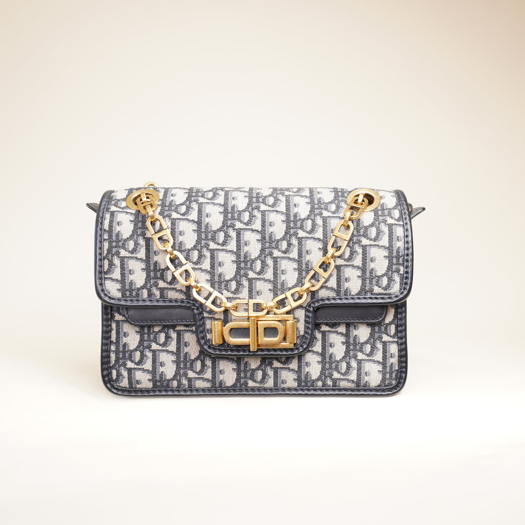 PRE-OWNED Oblique CD Lock Chain Flap Shoulder Bag