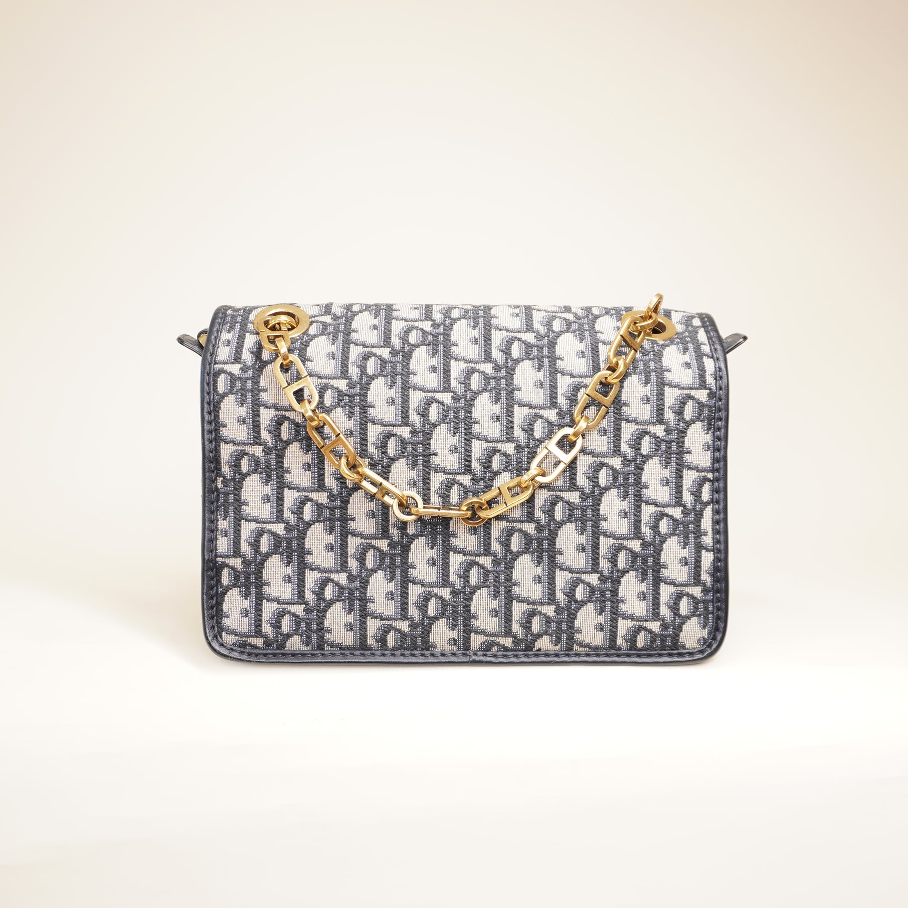 PRE-OWNED Oblique CD Lock Chain Flap Shoulder Bag