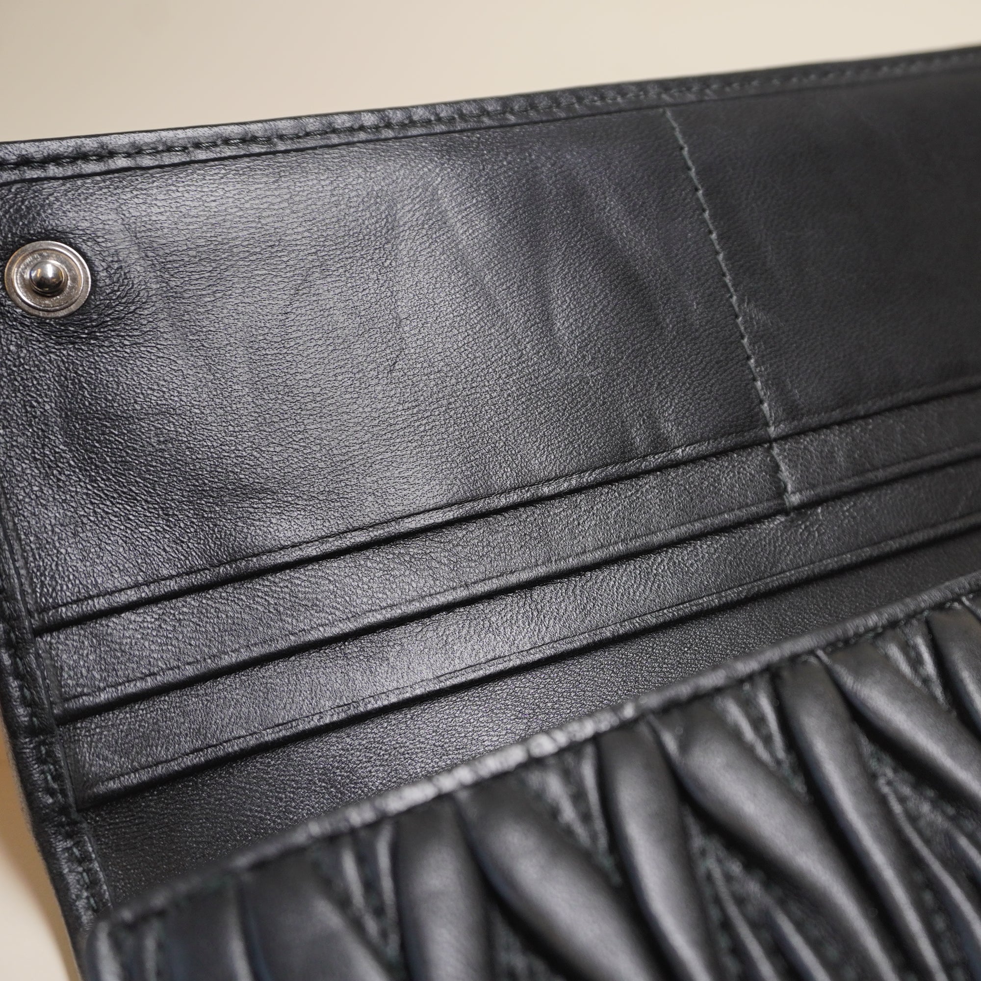 PRE-OWNED  Matelasse Rhinestone Long Wallet Black