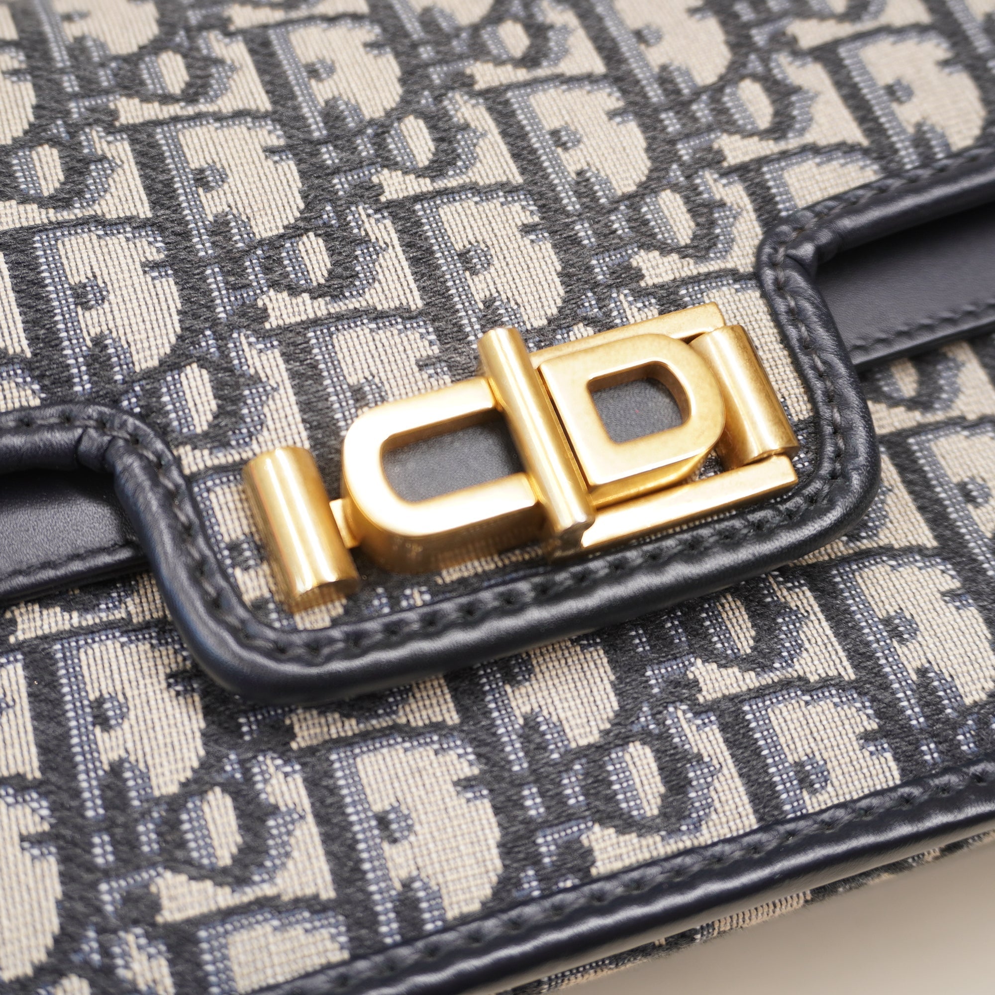 PRE-OWNED Oblique CD Lock Chain Flap Shoulder Bag