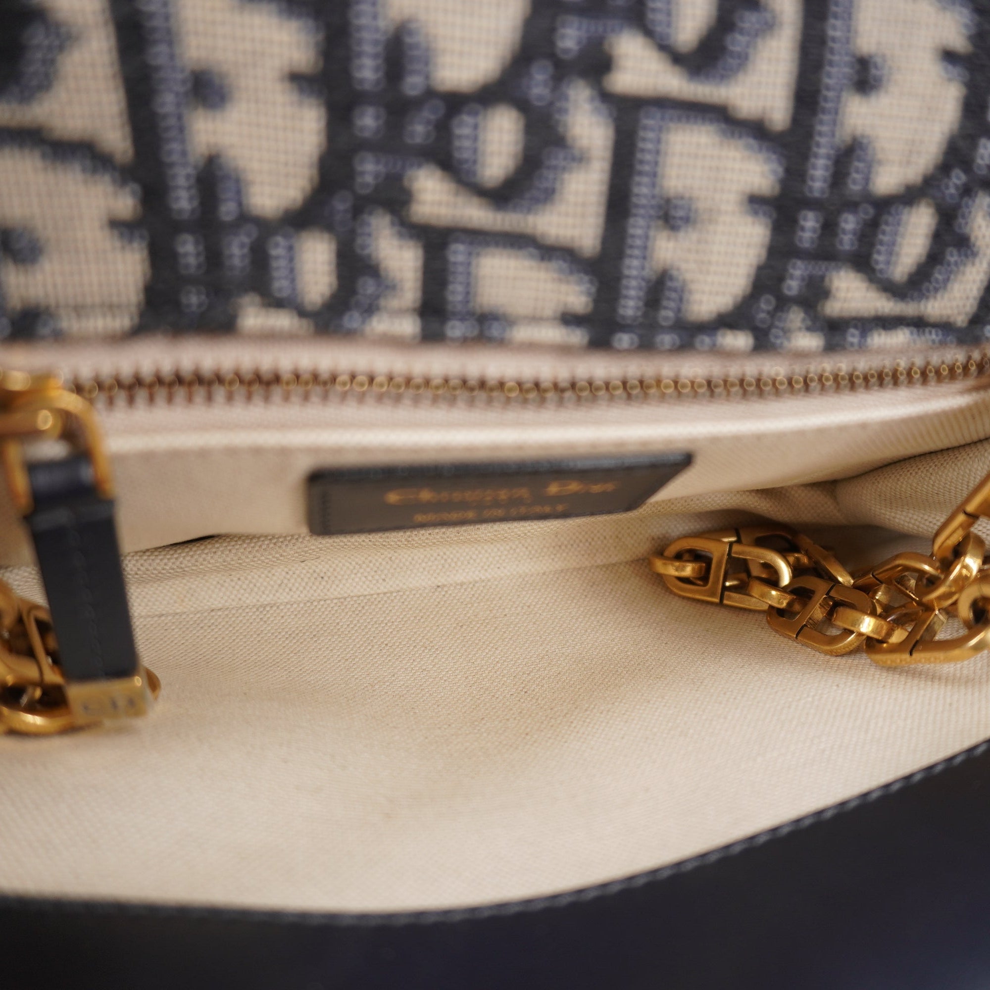 PRE-OWNED Oblique CD Lock Chain Flap Shoulder Bag