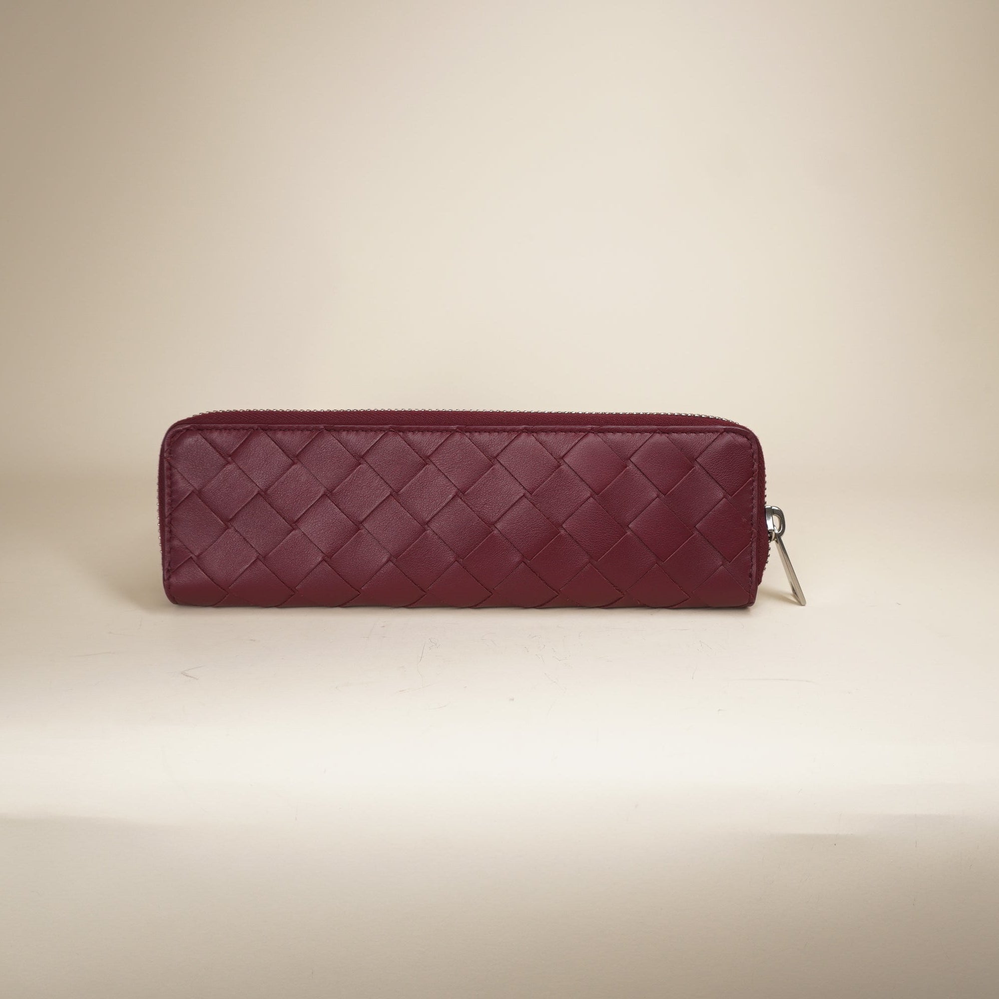  Intrecciato Slim Pencil Case Burgundy