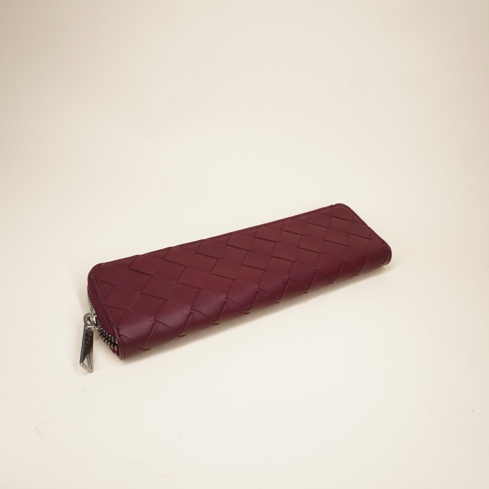  Intrecciato Slim Pencil Case Burgundy