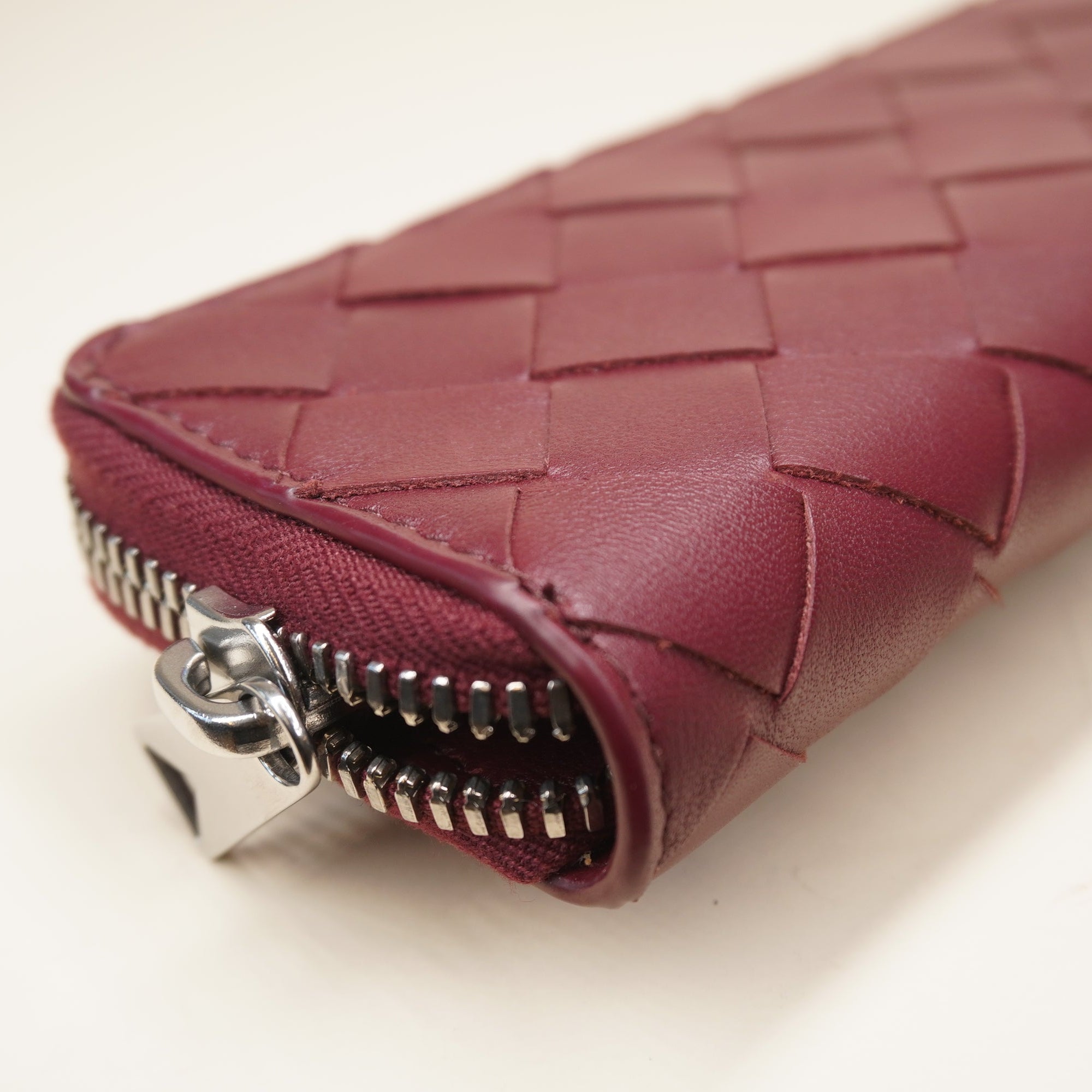  Intrecciato Slim Pencil Case Burgundy