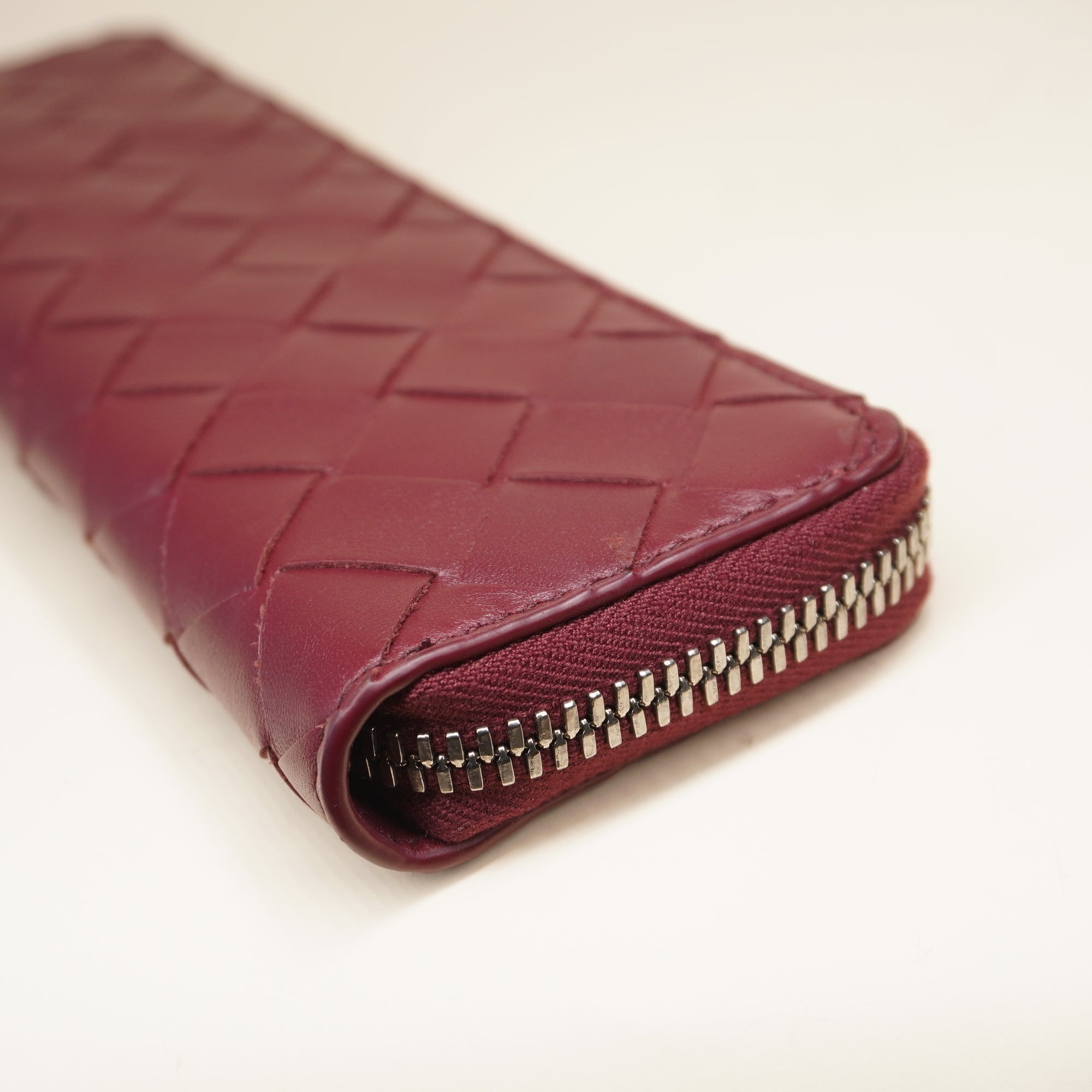  Intrecciato Slim Pencil Case Burgundy