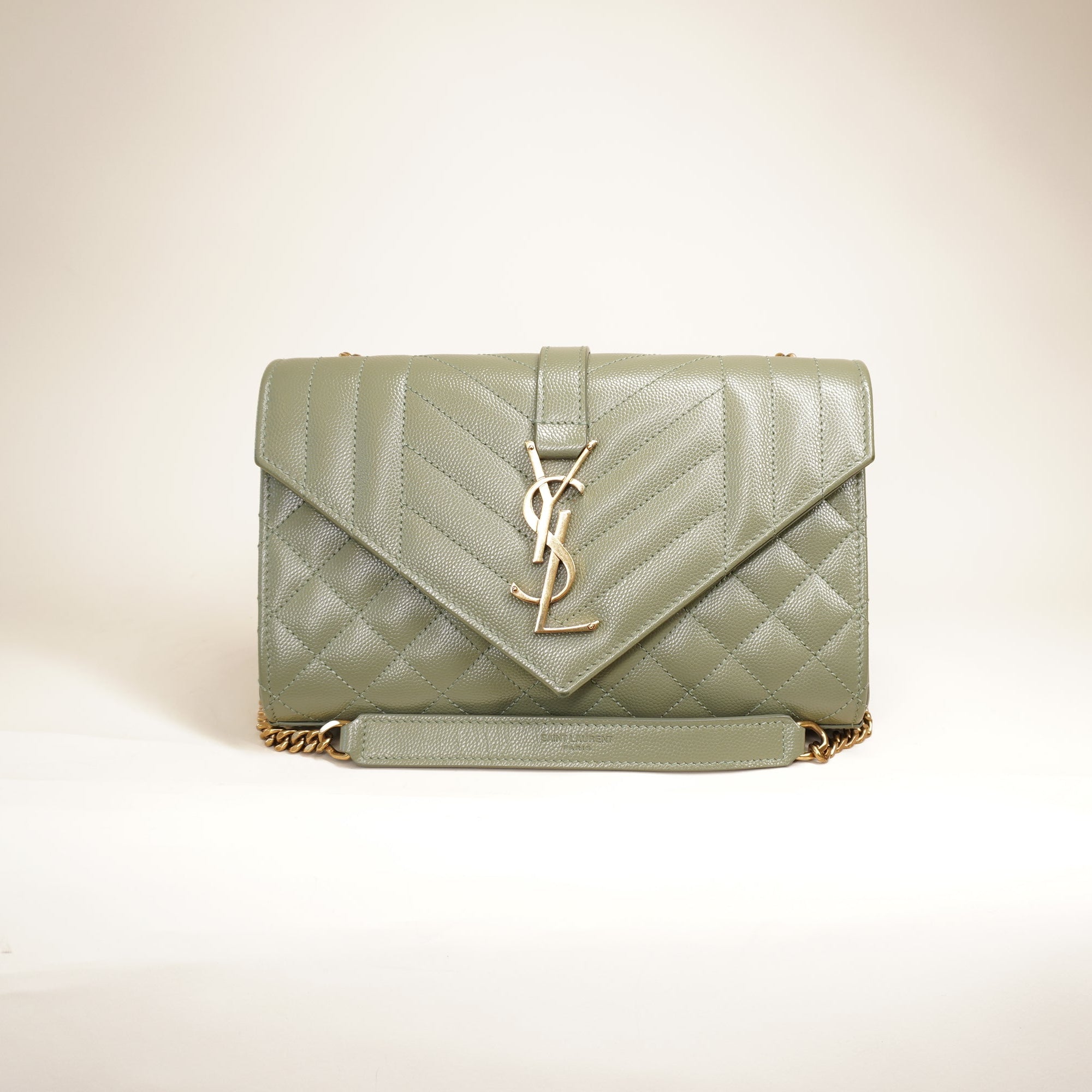 PRE-OWNED Green Monogram Mix Matelasse Envelope Shoulder Bag