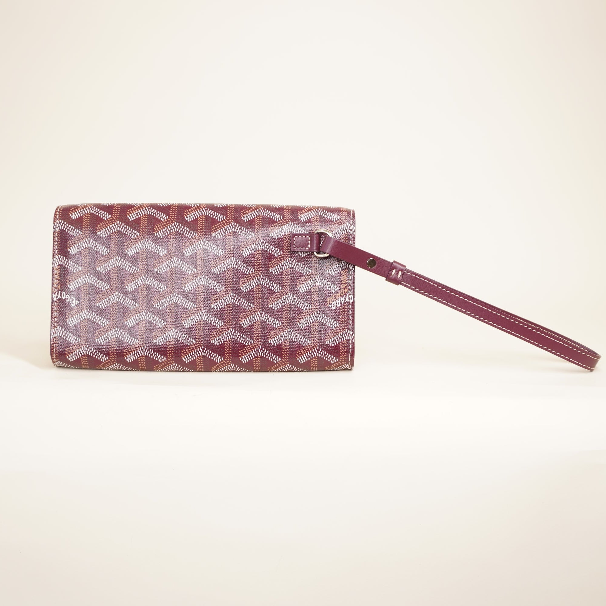 PRE-OWNED Burgundy Goyardine Monte Carlo Mini Phone Case Wristlet