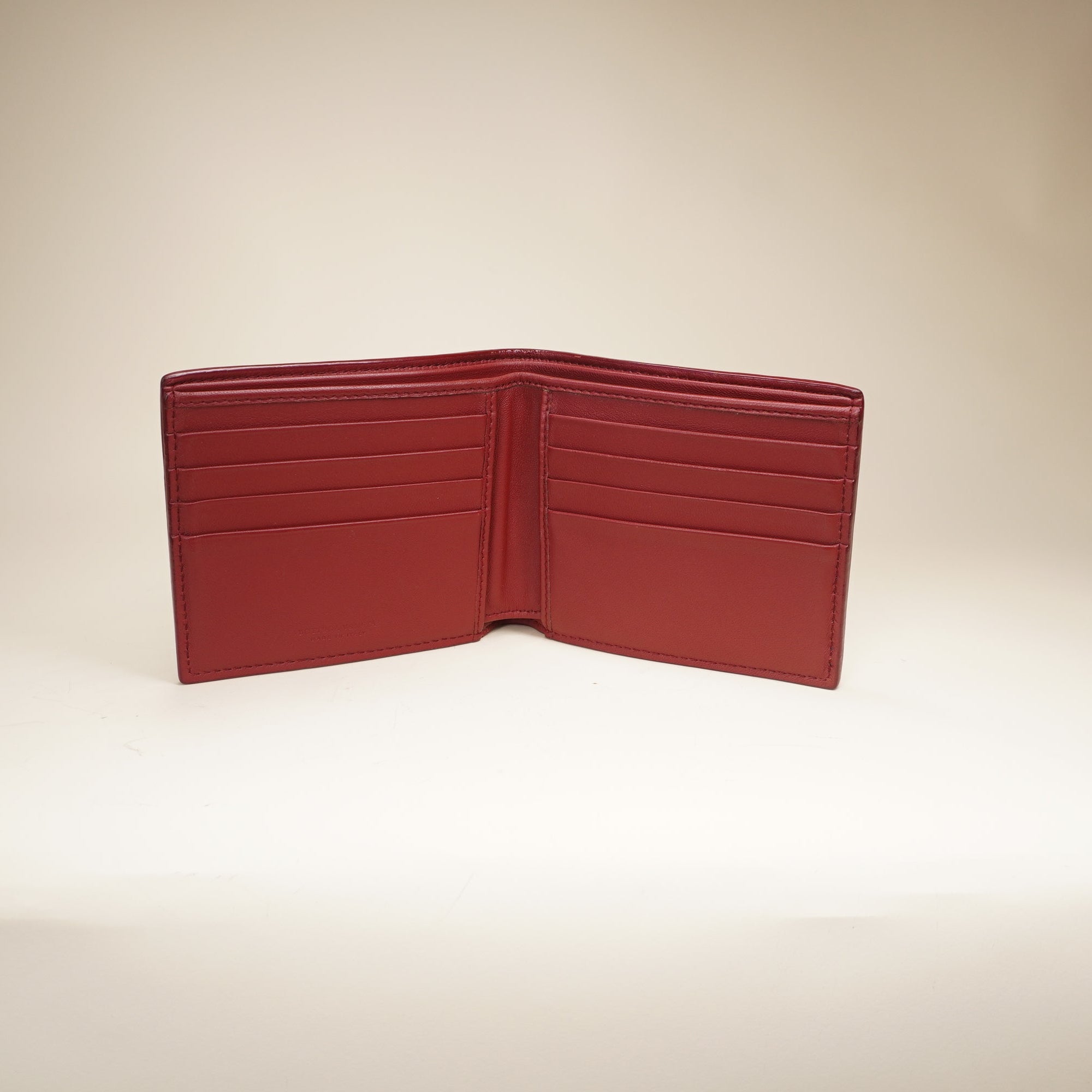  Blue Red Intrecciato Leather Bifold Wallet 