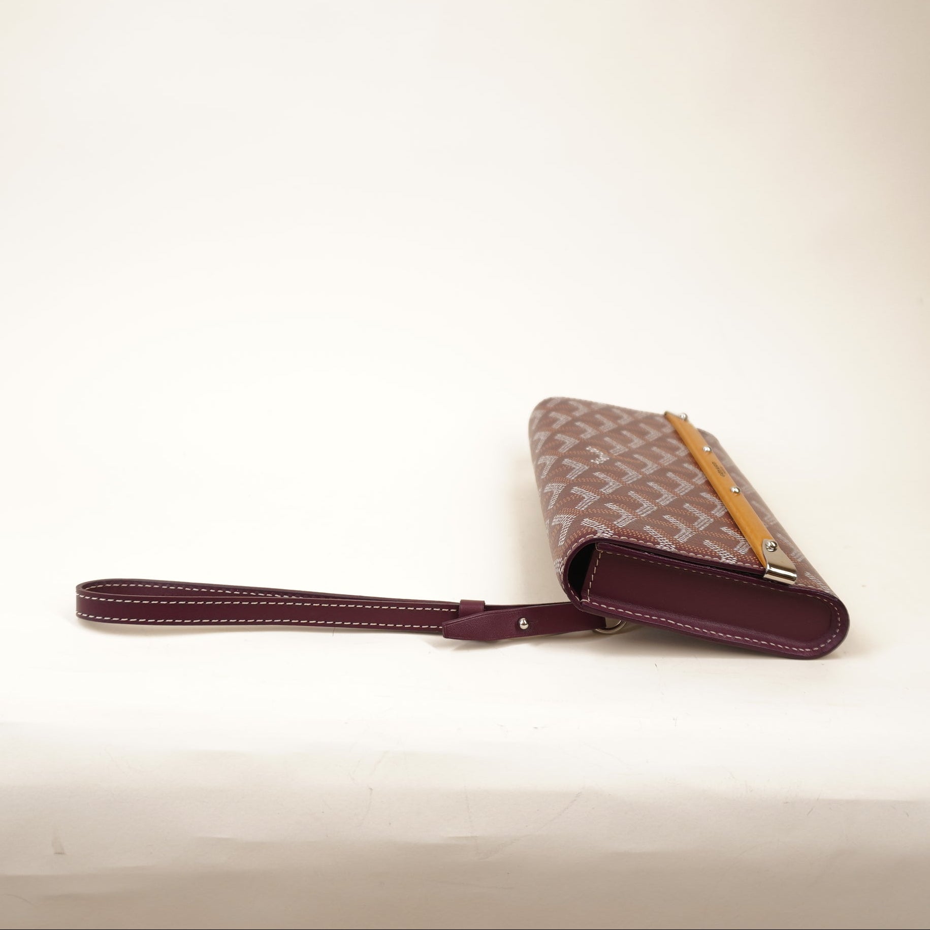 PRE-OWNED Burgundy Goyardine Monte Carlo Mini Phone Case Wristlet