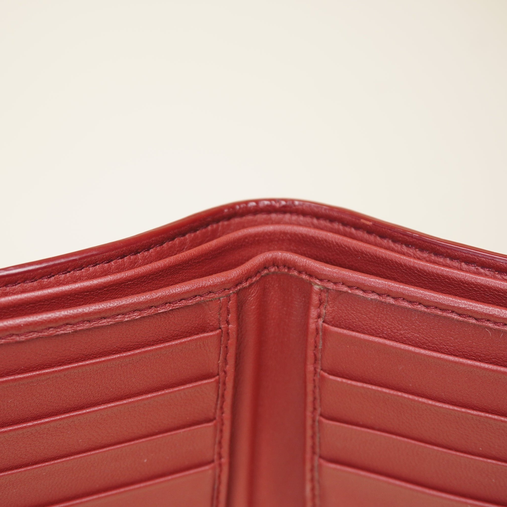  Blue Red Intrecciato Leather Bifold Wallet 