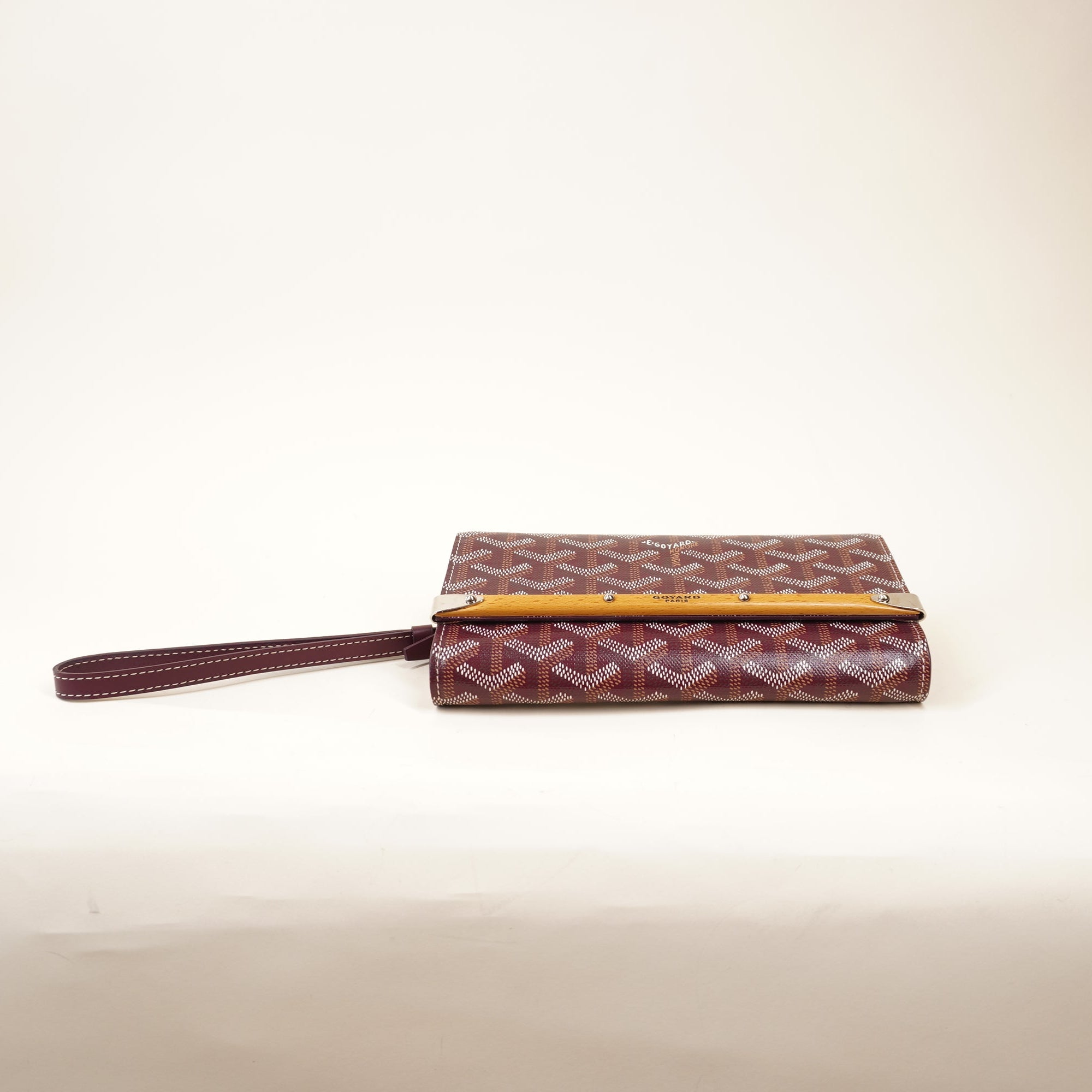 PRE-OWNED Burgundy Goyardine Monte Carlo Mini Phone Case Wristlet