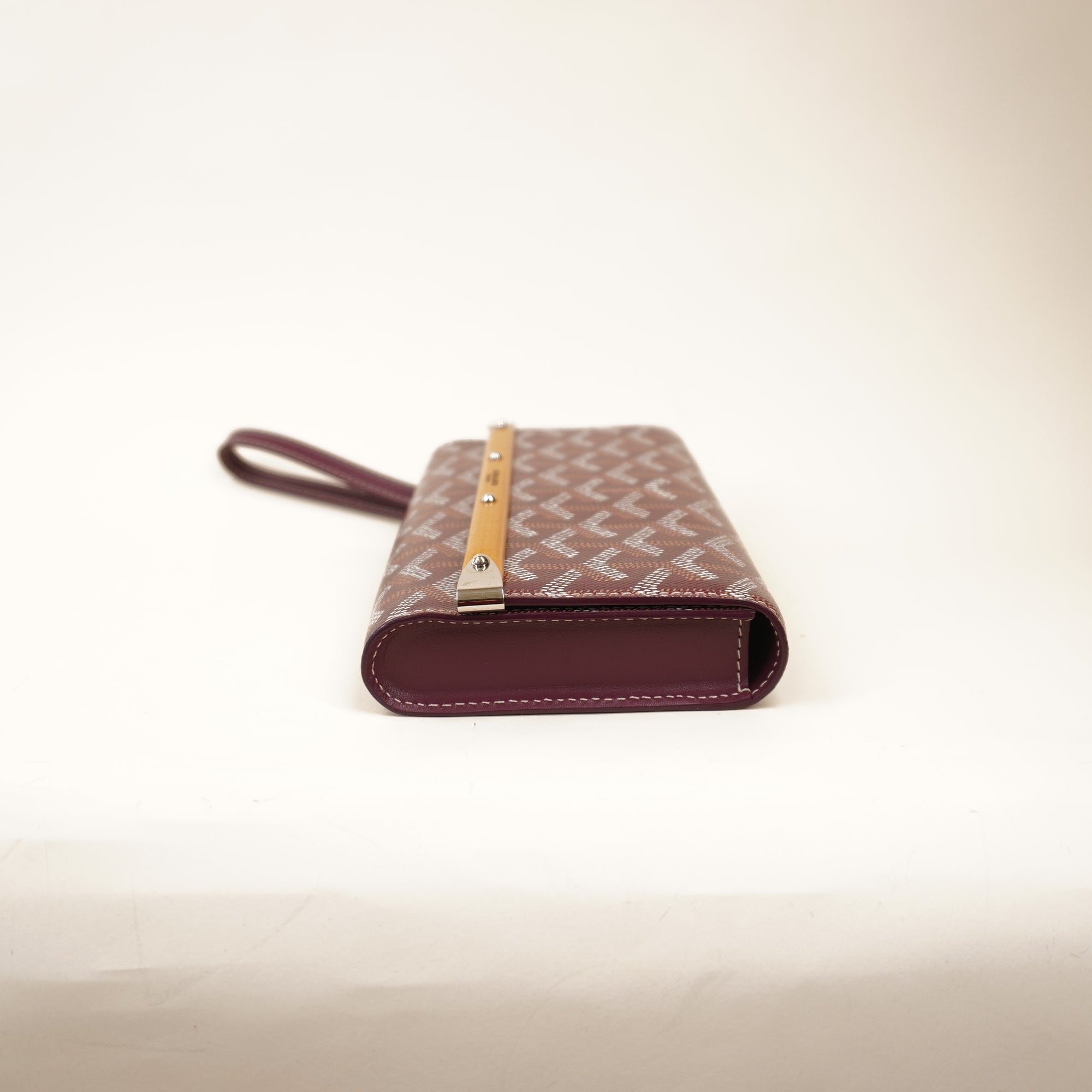 PRE-OWNED Burgundy Goyardine Monte Carlo Mini Phone Case Wristlet