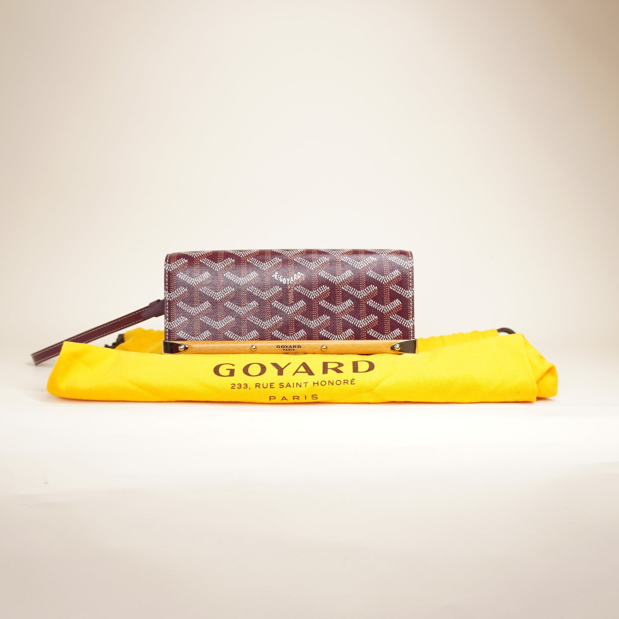 PRE-OWNED Burgundy Goyardine Monte Carlo Mini Phone Case Wristlet