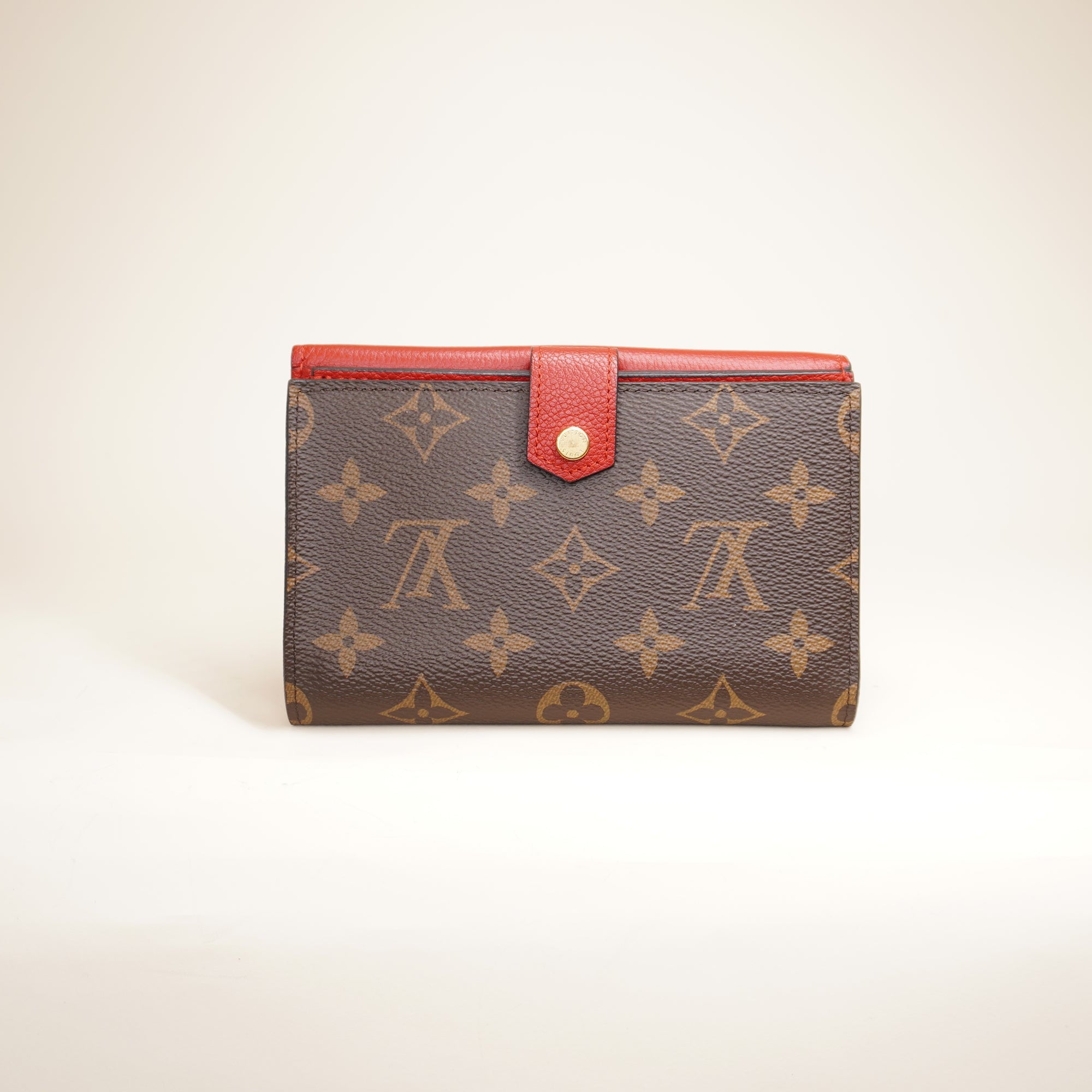 PRE-OWNED LV Monogram Canvas Red Compact Pallas Wallet