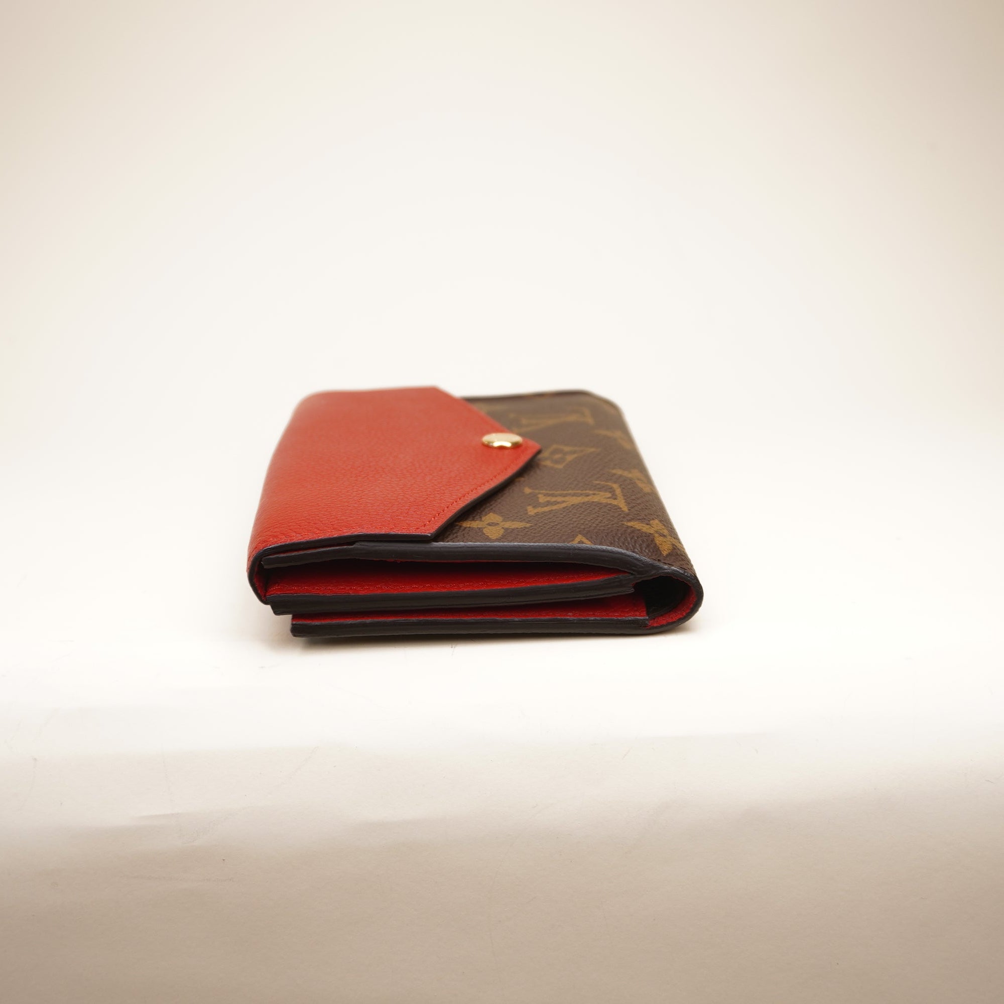 PRE-OWNED LV Monogram Canvas Red Compact Pallas Wallet