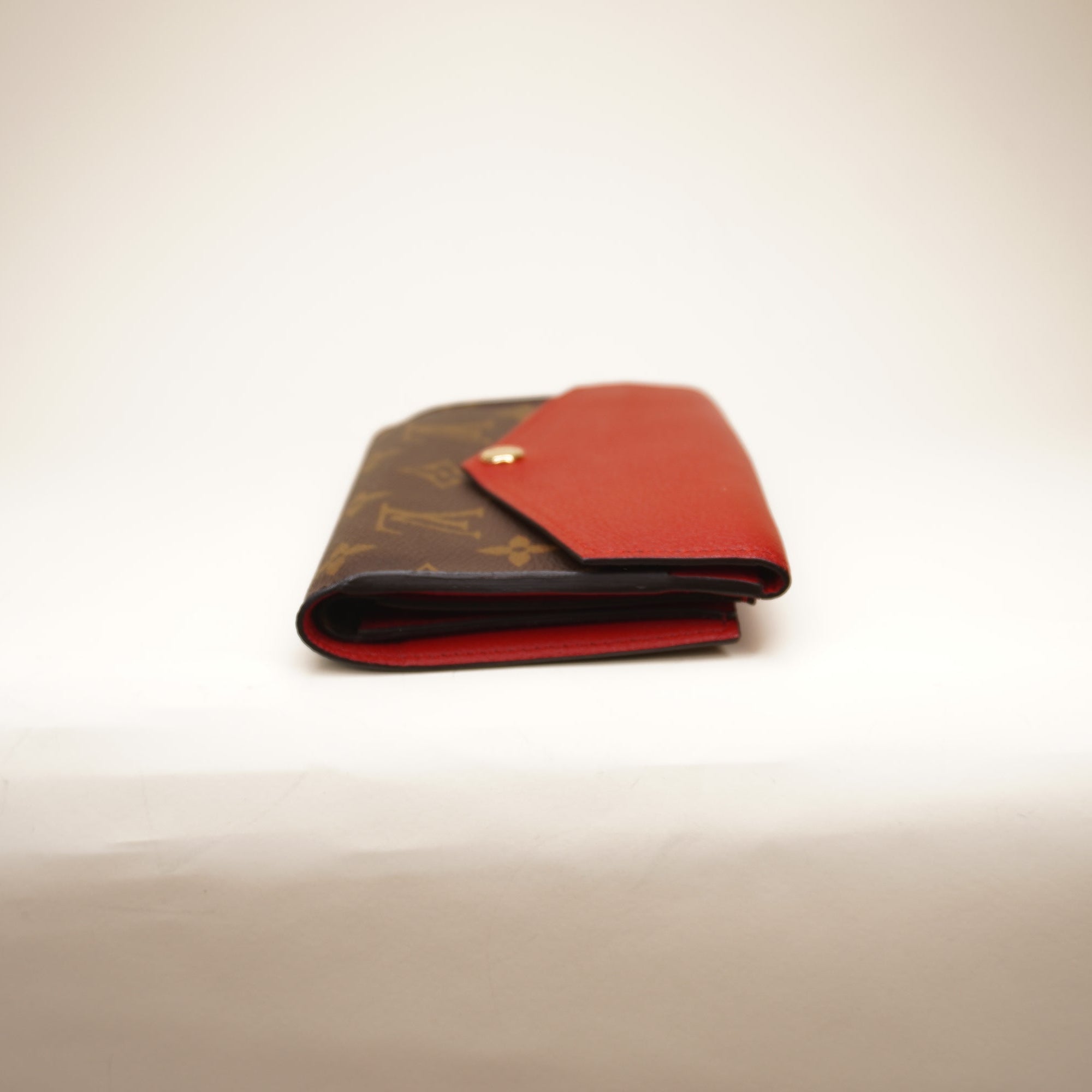 PRE-OWNED LV Monogram Canvas Red Compact Pallas Wallet