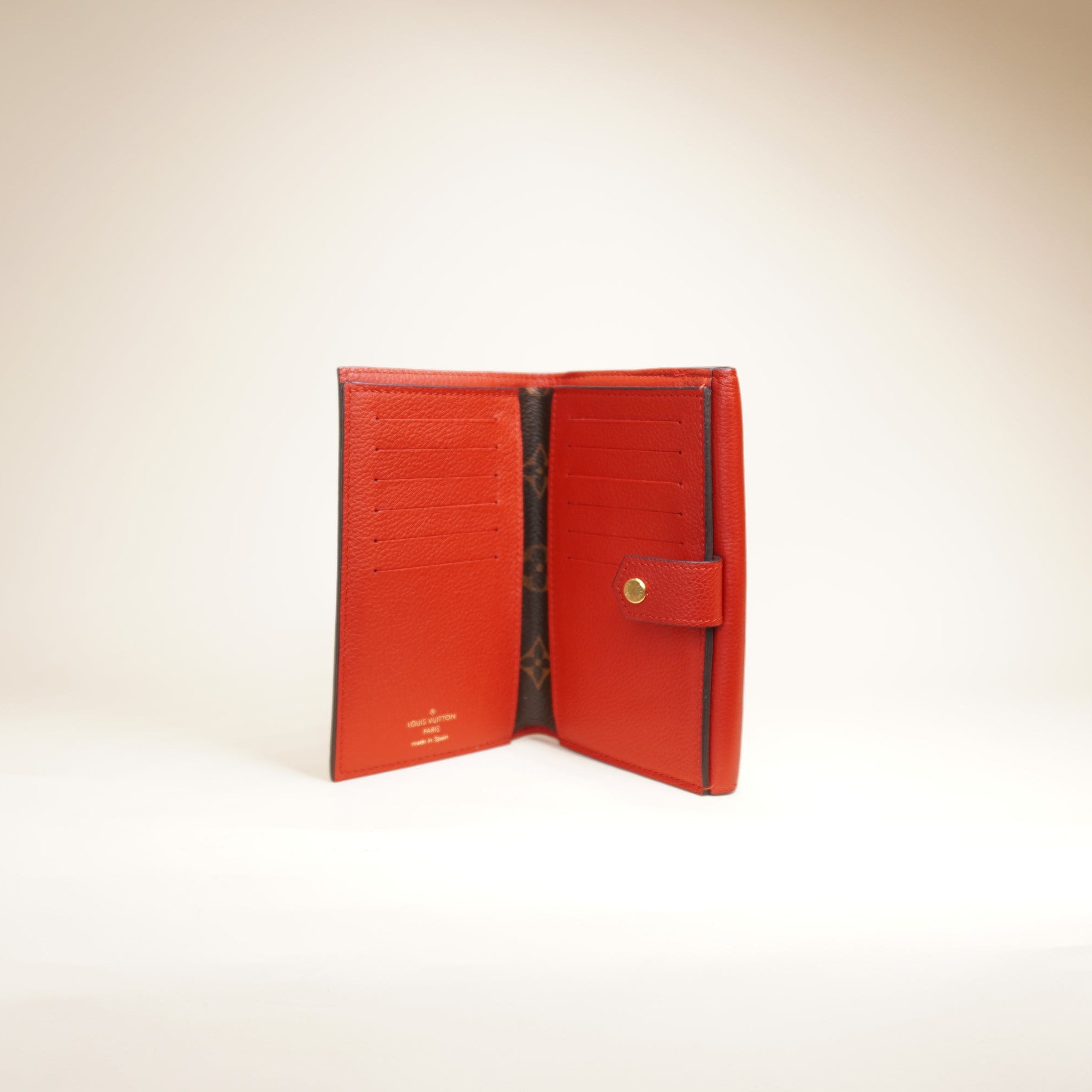 PRE-OWNED LV Monogram Canvas Red Compact Pallas Wallet