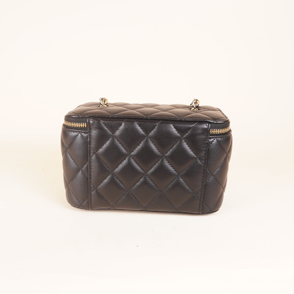 PRE-OWNED CC Black Small Pearl Crush Vanity Case Crossbody Bag