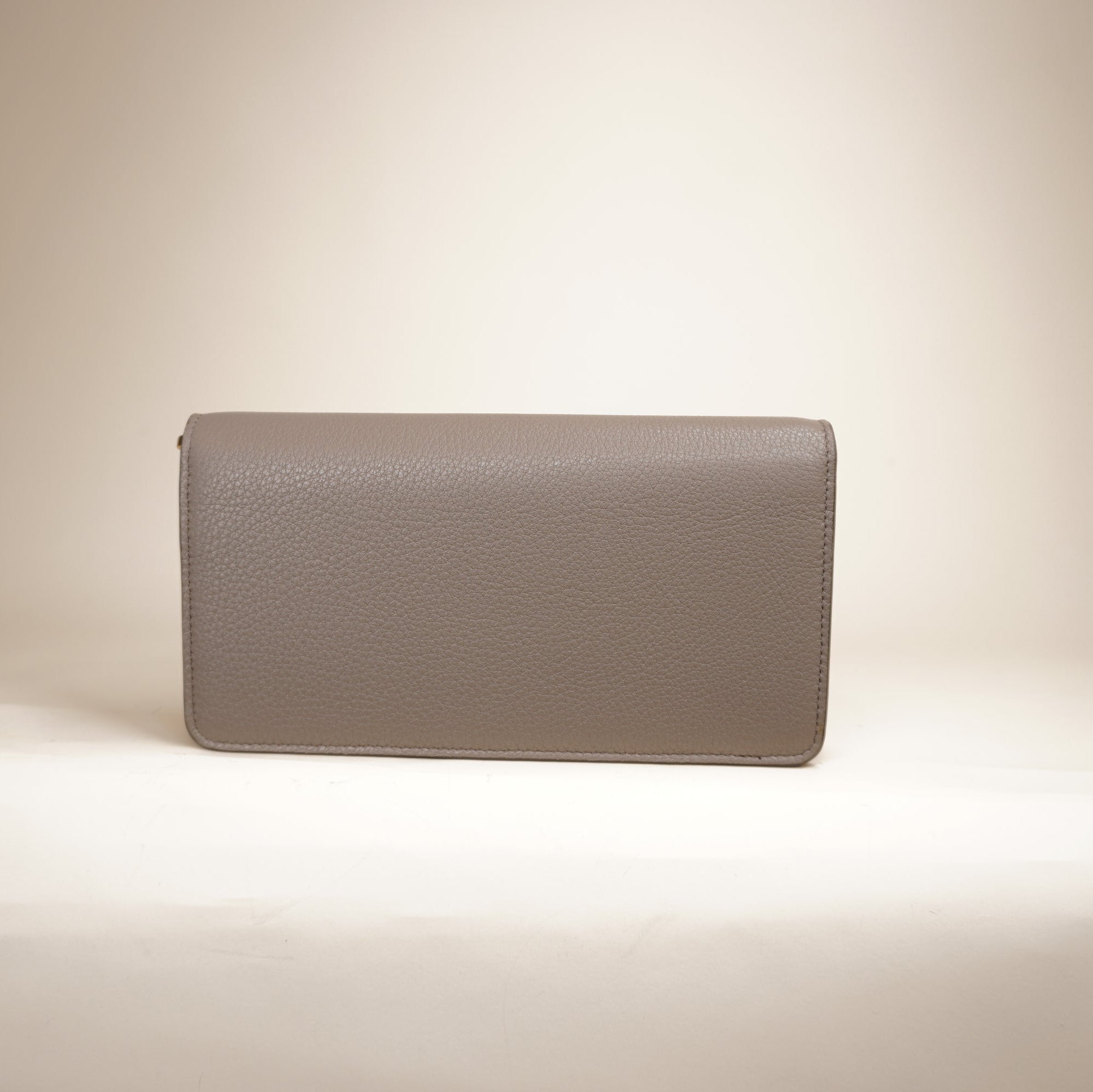 PRE-OWNED Grey Vitello Wallet on a Chain Crossbody Bag