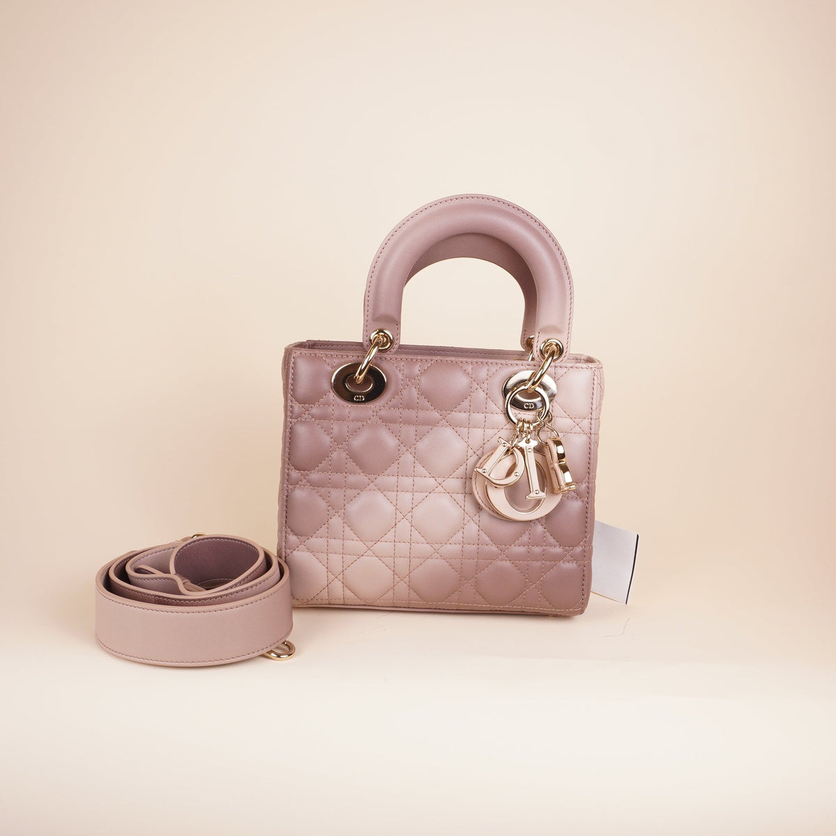 PRE-OWNED CD Lady Dior Small Lambskin Cannage Gradient