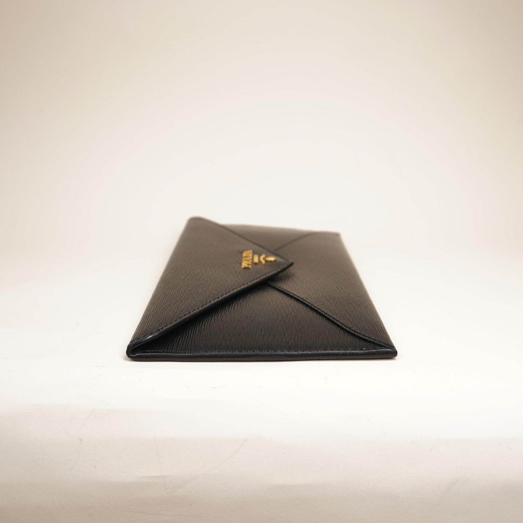 PRE-OWNED Black Vitello Move Envelope Clutch