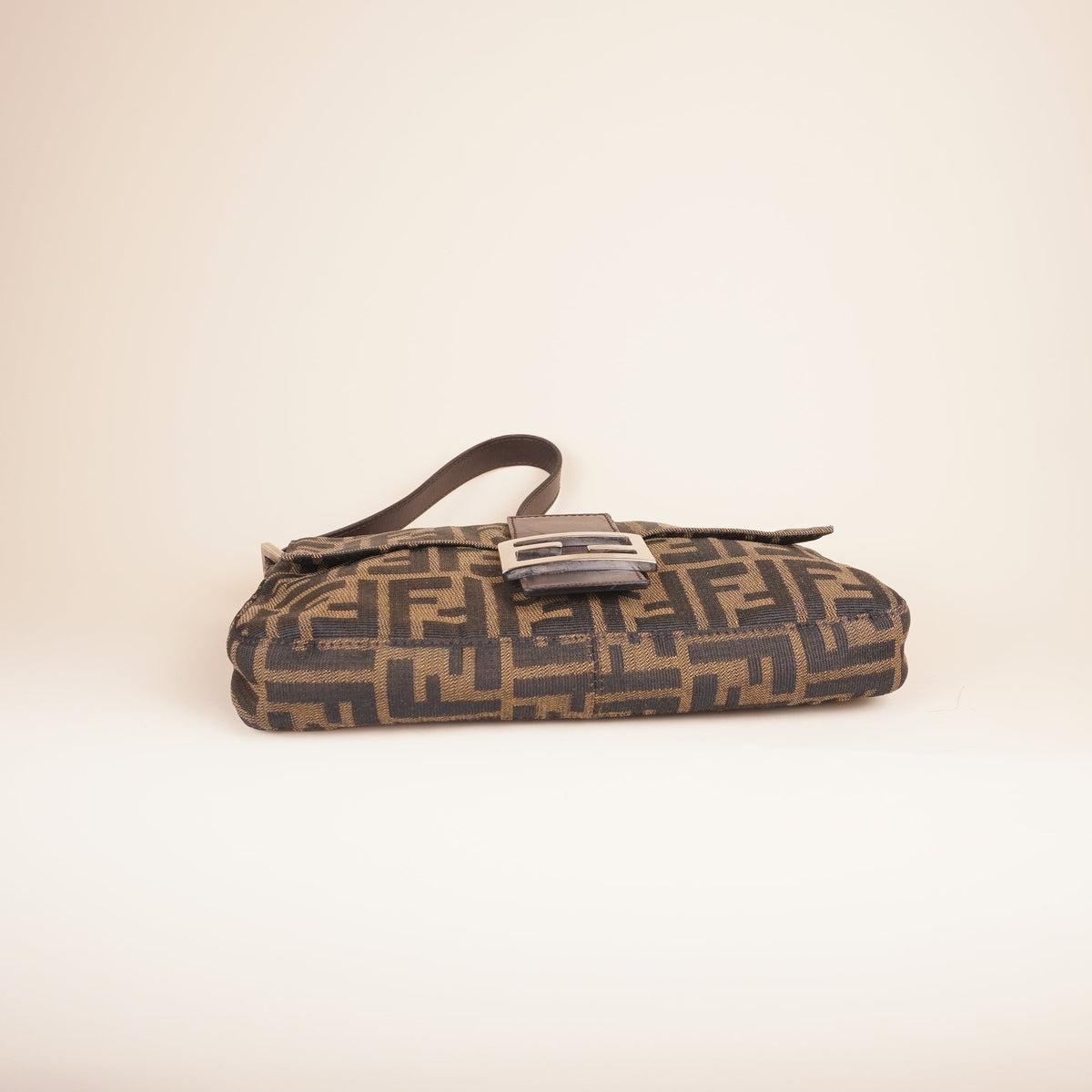 PRE-OWNED FF Baguette Brown Zucca Canvas Shoulder Bag