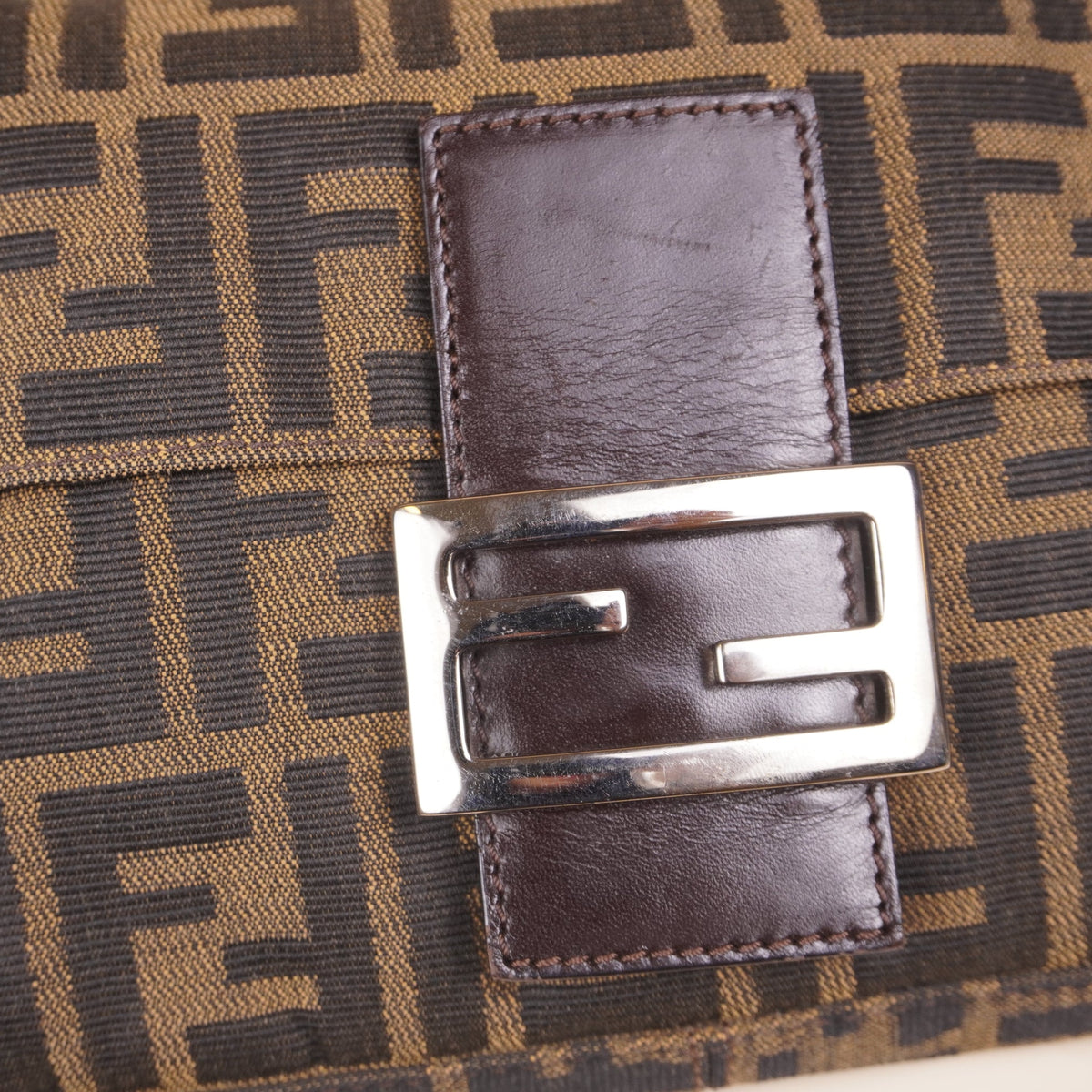 PRE-OWNED FF Baguette Brown Zucca Canvas Shoulder Bag