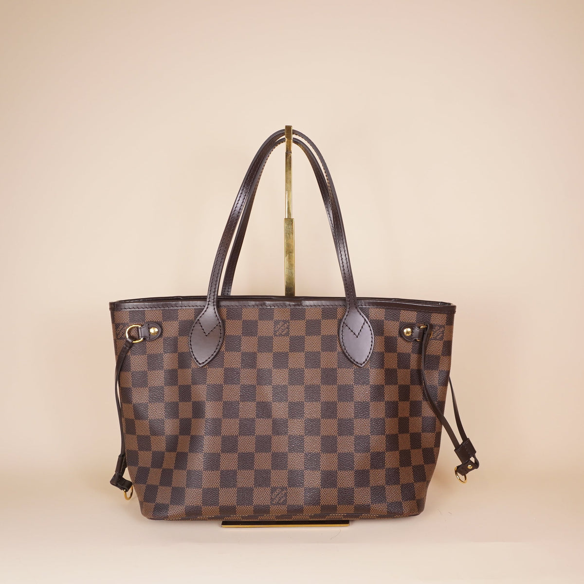 PRE-OWNED LV Damier Ebene Canvas PM Shoulder Bag with Pouch