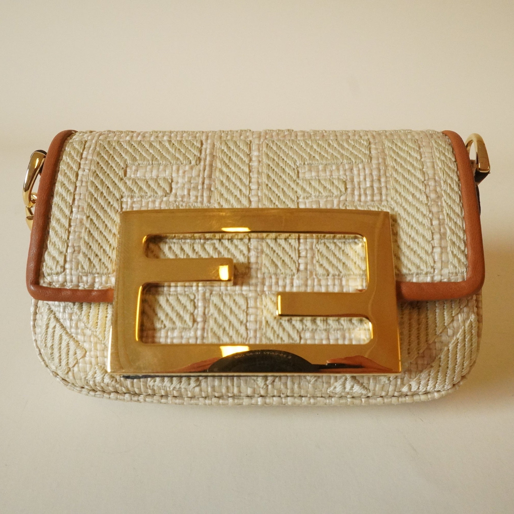 PRE-OWNED Canvas Vitello King FF Embroidered Nano Maxi Buckle Baguette Charm Nuvola Shoulder Bag