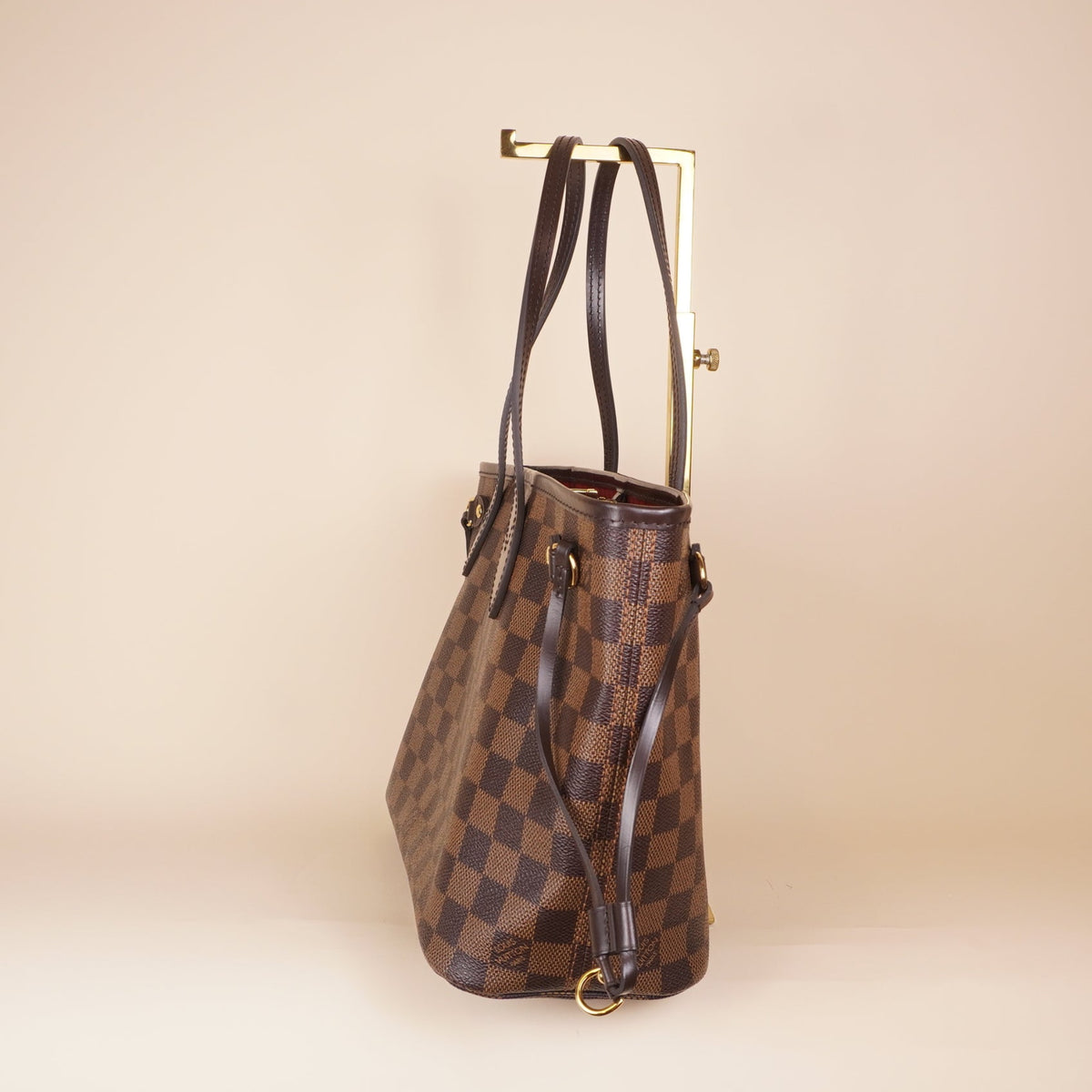 PRE-OWNED LV Damier Ebene Canvas PM Shoulder Bag with Pouch