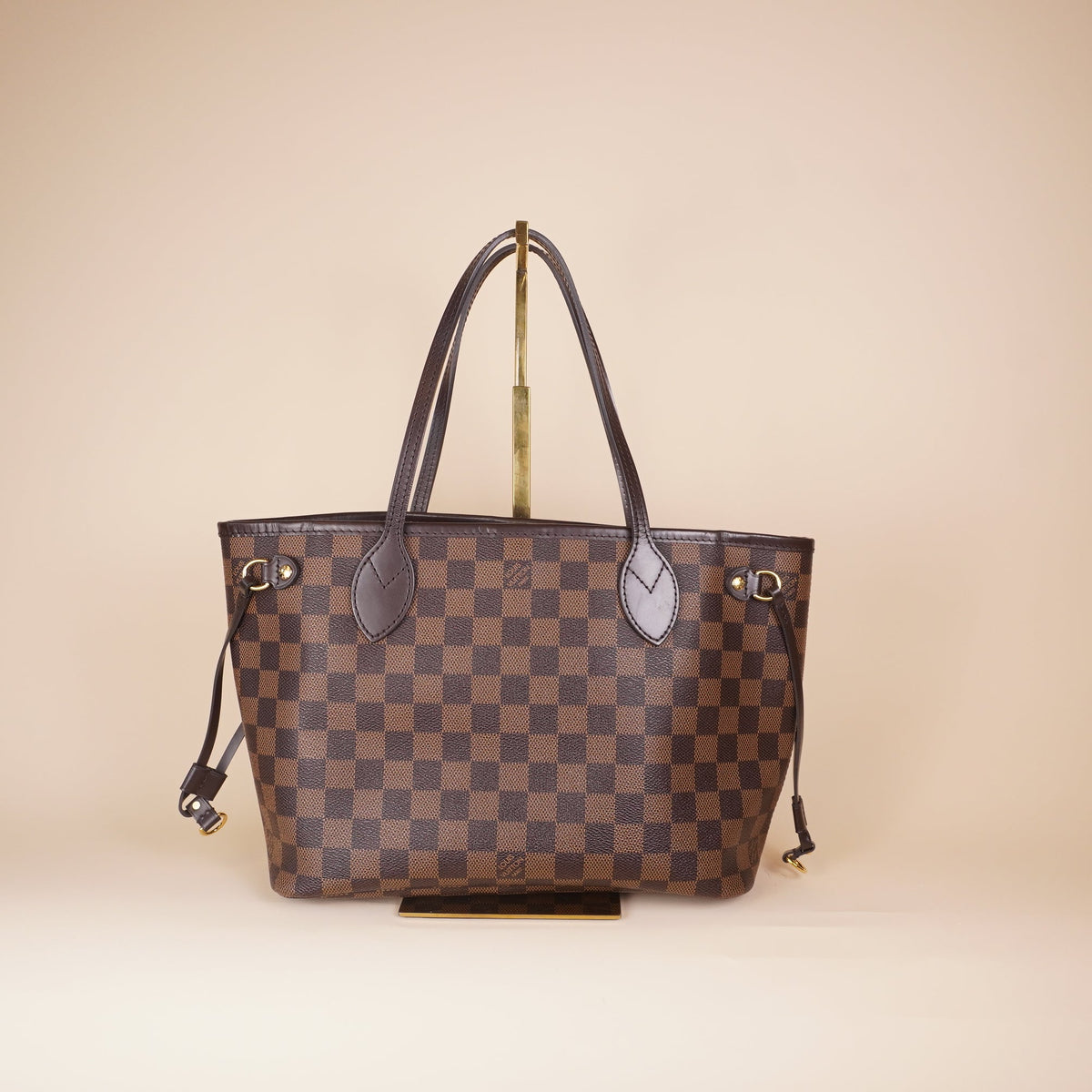 PRE-OWNED LV Damier Ebene Canvas PM Shoulder Bag with Pouch