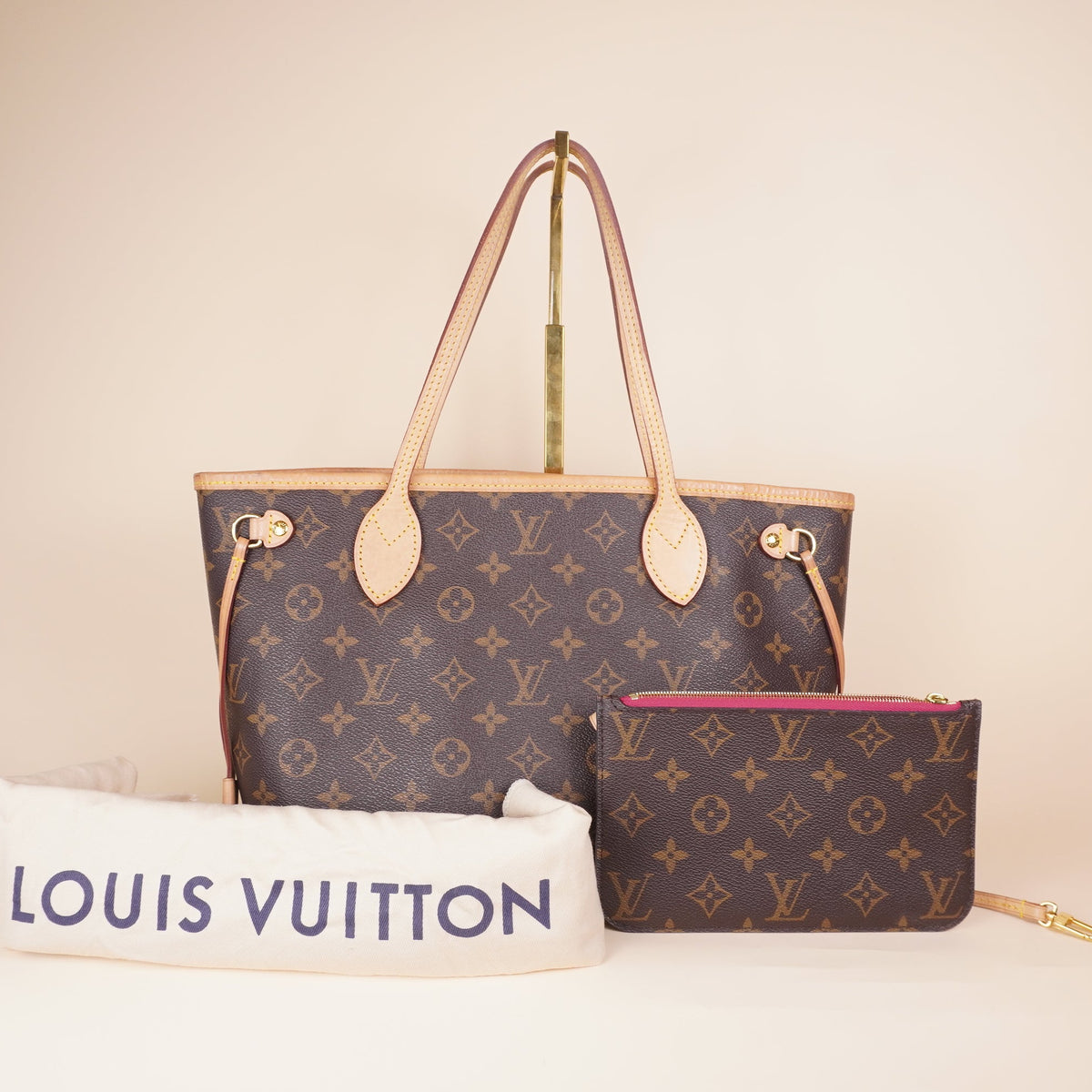 PRE-OWNED LV Monogram Neo Neverfull PM Pivoine