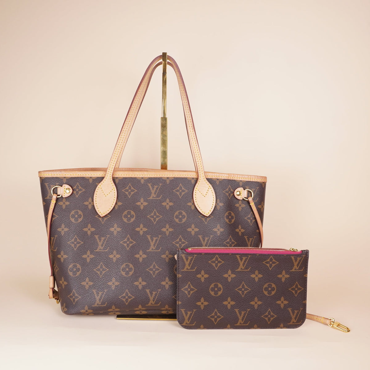 PRE-OWNED LV Monogram Neo Neverfull PM Pivoine