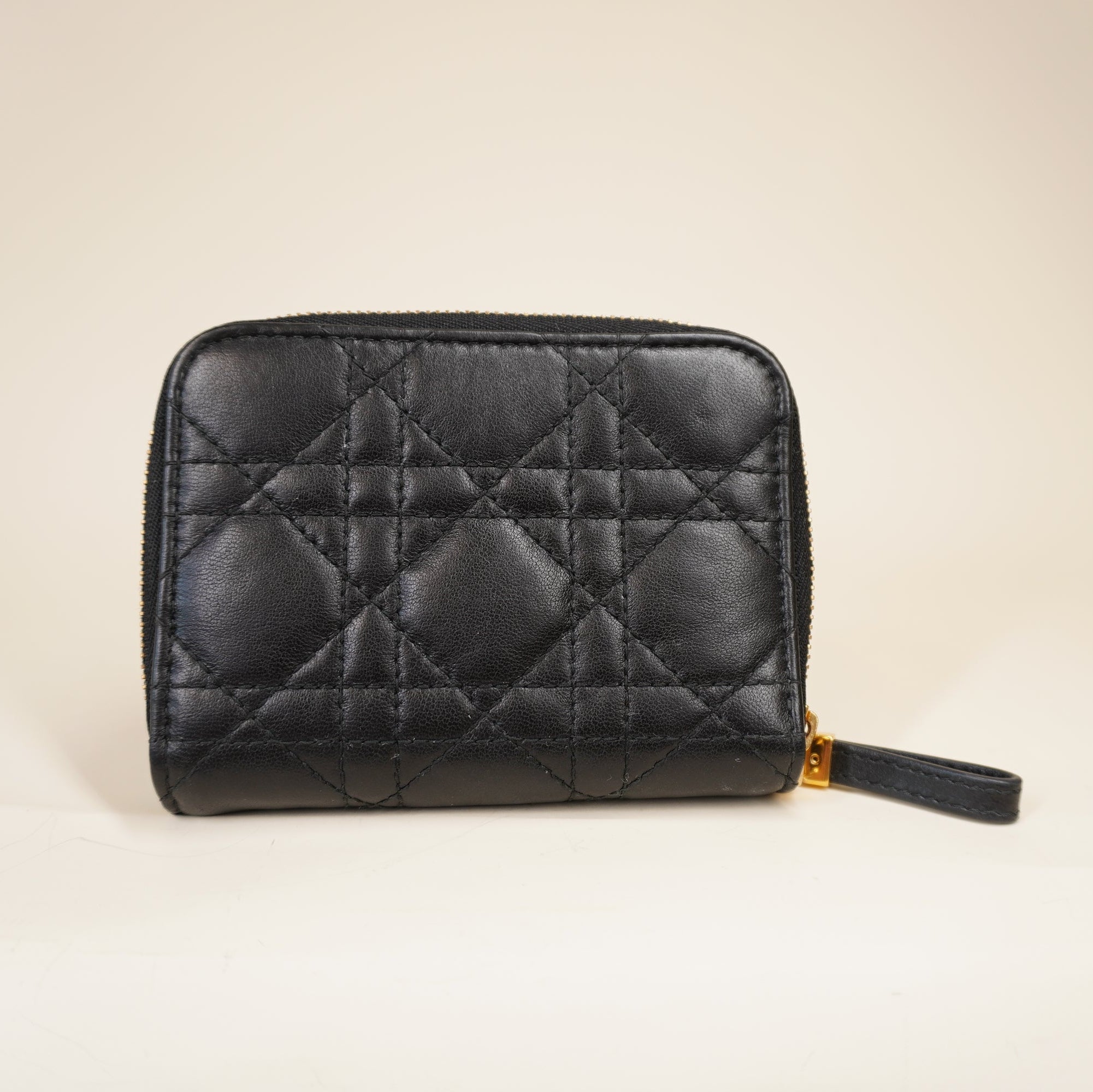 PRE-OWNED Black Cannage Caro Bifold Wallet