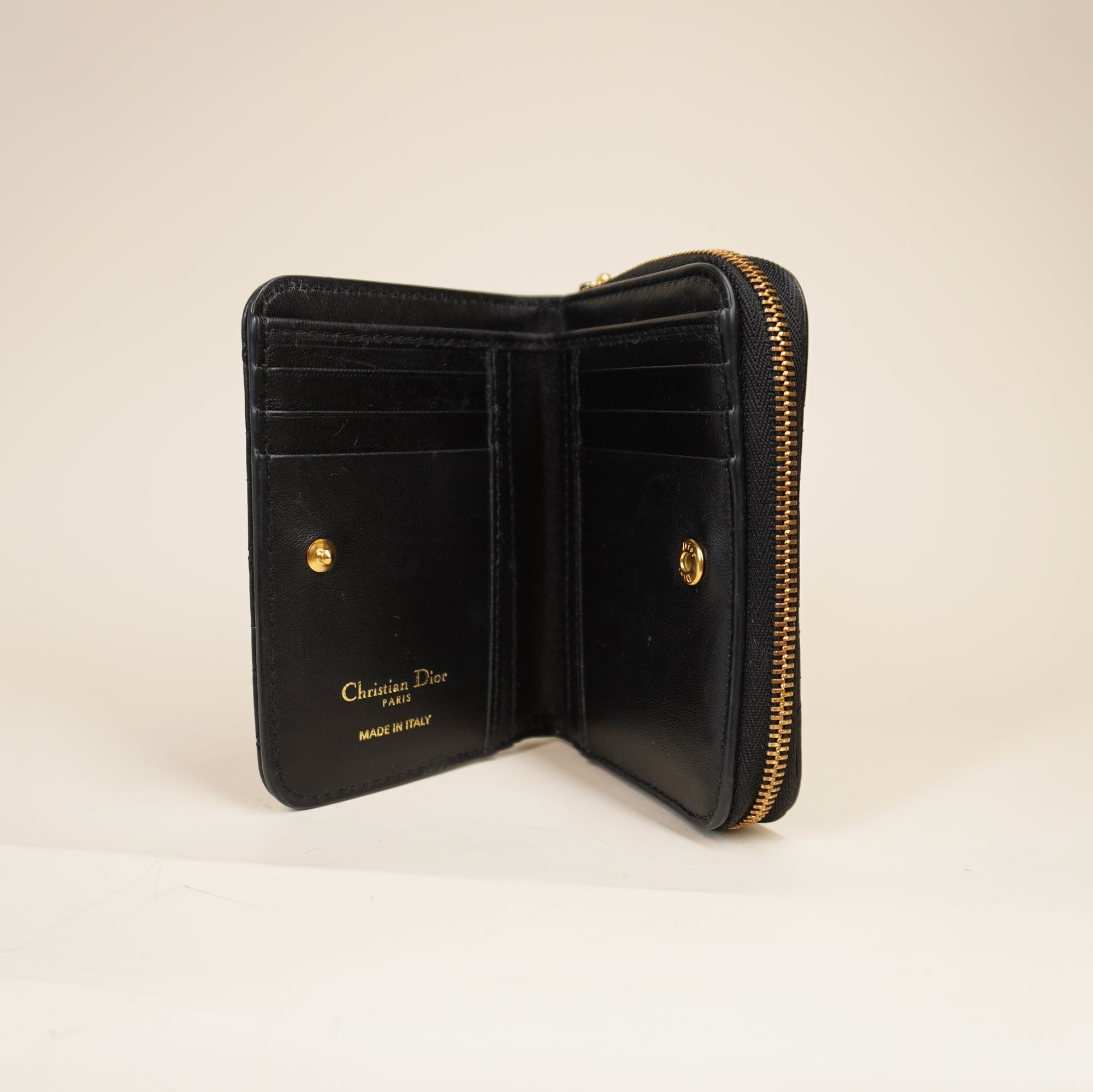 PRE-OWNED Black Cannage Caro Bifold Wallet