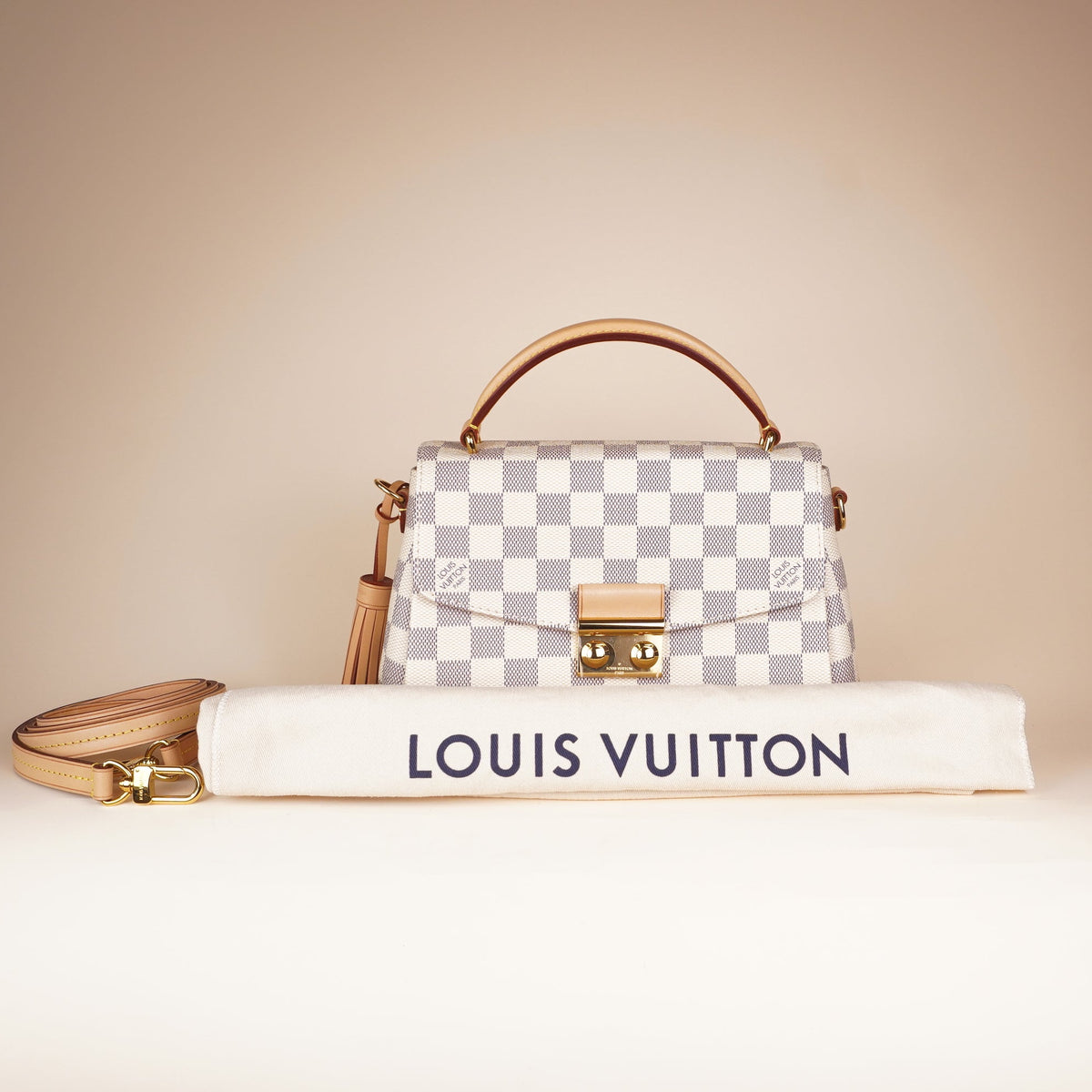 PRE-OWNED LV Damier Azur Canvs Croisette Shoulder Bag